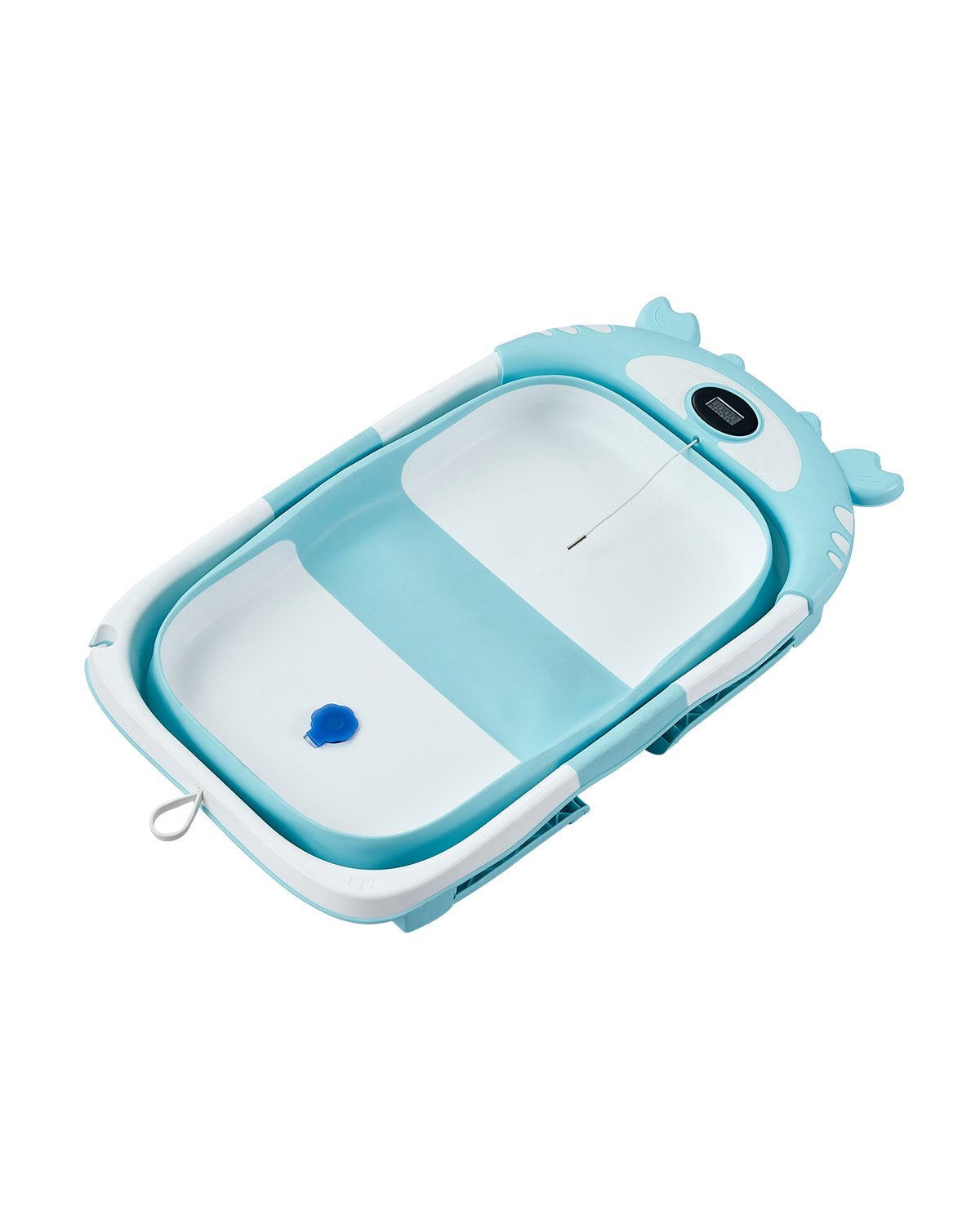 Collapsible Baby Bathtub with Temperature Sensor, Soft Cushion, and Showerhead Holder - Portable 5 Gal Bath for 0-24 Month Toddlers