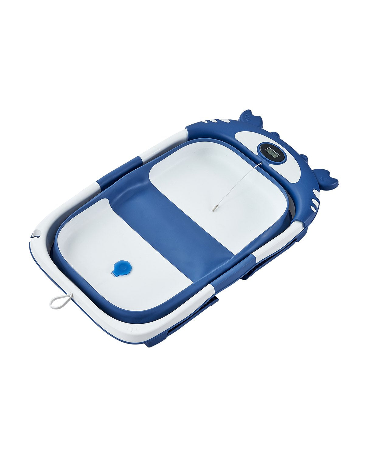 Collapsible Baby Bathtub with Thermometer, Soft Cushion, Showerhead Holder & Drainage Hole - Portable 5 Gal Capacity for 0-24 Months