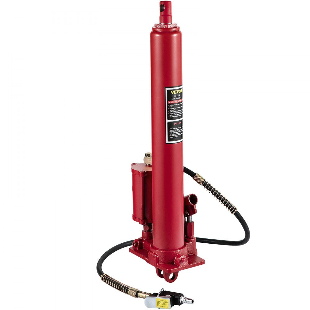 Heavy-Duty 8-Ton Long Ram Hydraulic Jack with Clevis Base for Engine Hoists and Garage Cranes