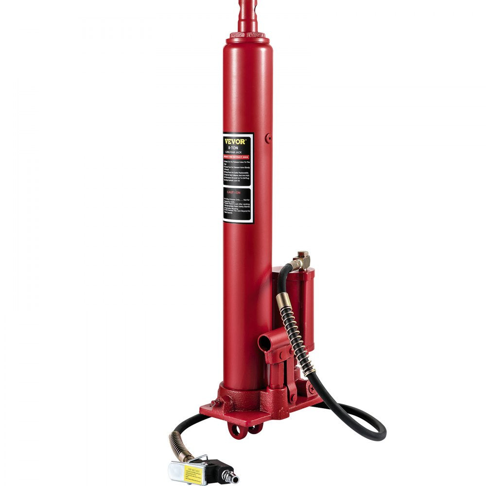 Heavy-Duty 8-Ton Long Ram Hydraulic Jack with Clevis Base for Engine Hoists and Garage Cranes
