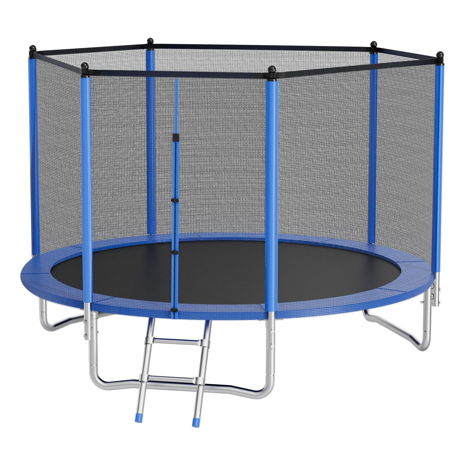 10FT Round Outdoor Trampoline with Enclosure Net, ASTM Approved, Heavy Duty, 330 lbs Capacity, Anti-Rust, Safe for Kids & Adults Backyard Fun