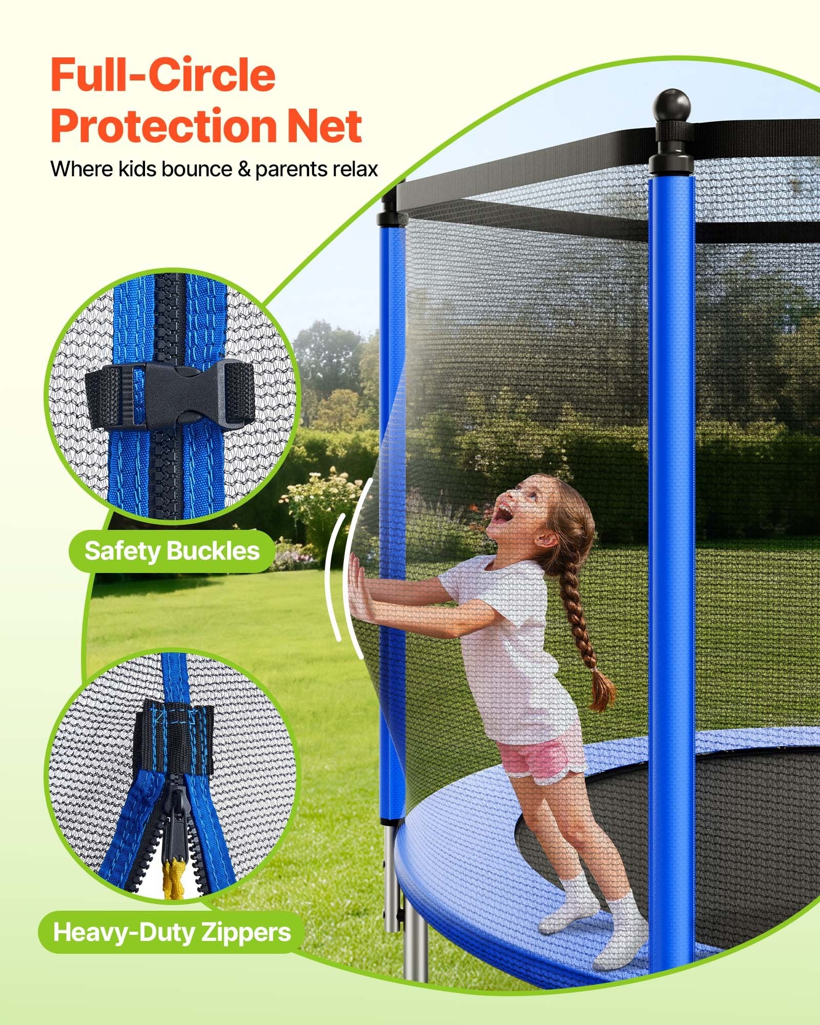 12FT Heavy Duty Outdoor Trampoline with Safety Enclosure Net, ASTM Certified, 400 lbs Capacity, Anti-Rust, Perfect for Kids & Adults, Easy Assembly, Backyard Fun