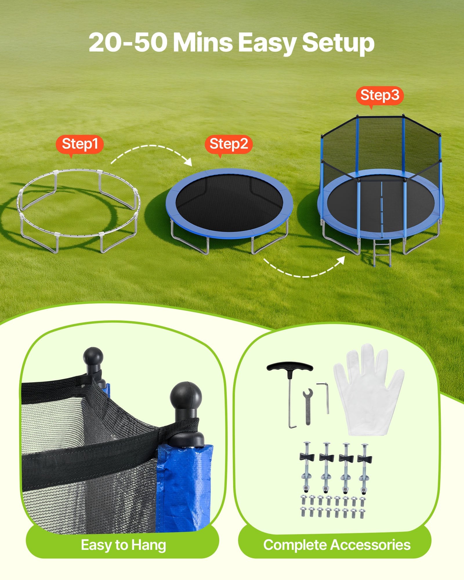 12FT Heavy Duty Outdoor Trampoline with Safety Enclosure Net, ASTM Certified, 400 lbs Capacity, Anti-Rust, Perfect for Kids & Adults, Easy Assembly, Backyard Fun