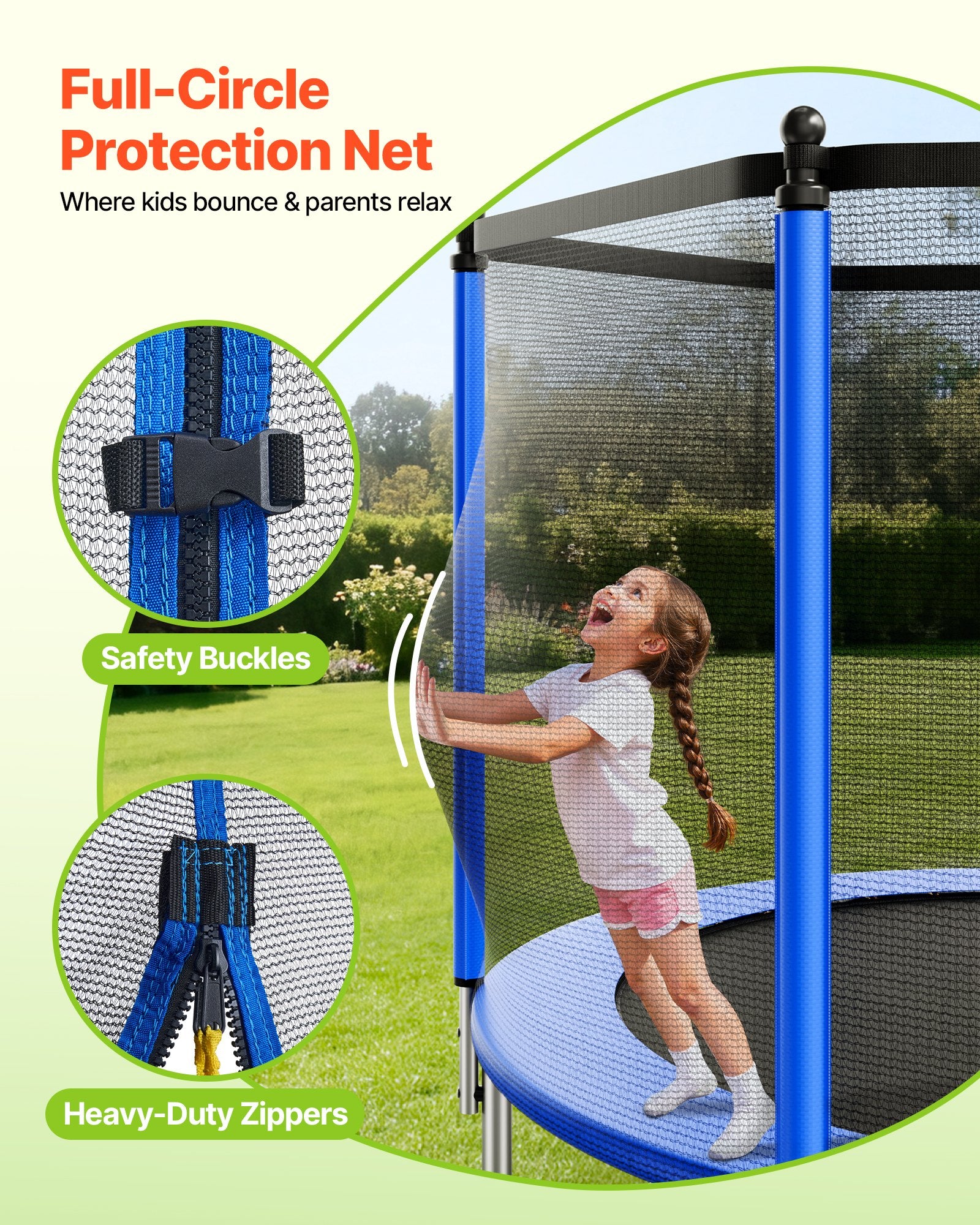 14FT Outdoor Recreational Trampoline with Safety Enclosure, Heavy Duty, ASTM Approved, 450 lbs Capacity, Anti-Rust for Kids & Adults, Perfect Backyard Fun