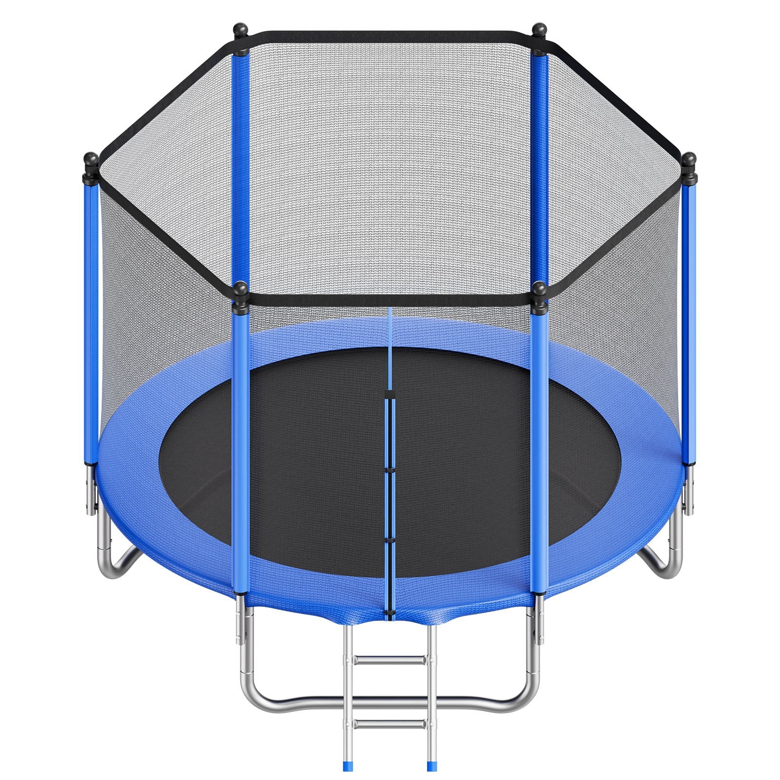 8FT Round Recreational Trampoline with Safety Enclosure Net, Heavy Duty ASTM Approved, Anti-Rust for Kids & Adults, 265 lbs Capacity, Perfect Backyard Fun