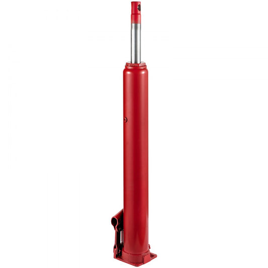 VEVOR Hydraulic Long Ram Jack, 4 Tons/8818 lbs Capacity, with Single Piston Pump and Flat Base, Manual Cherry Picker w/Handle, for Garage/Shop Cranes, Engine Lift Hoist, Red