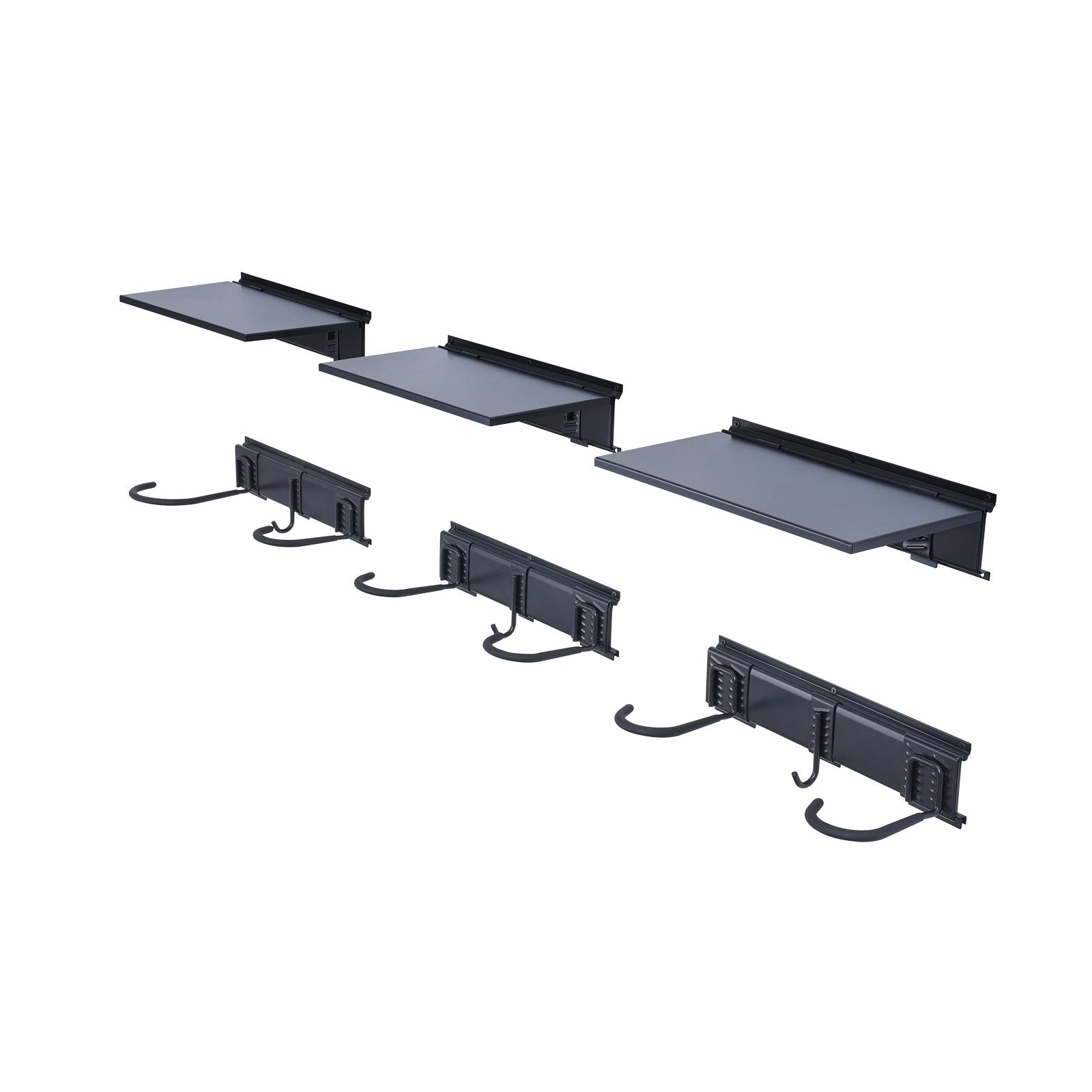 Efficient Wall Mount Bike Storage Rack with 6 Racks & 3 Helmet Hooks, 3 Shelves, Customizable Home & Garage Organizer, 300 lbs Capacity