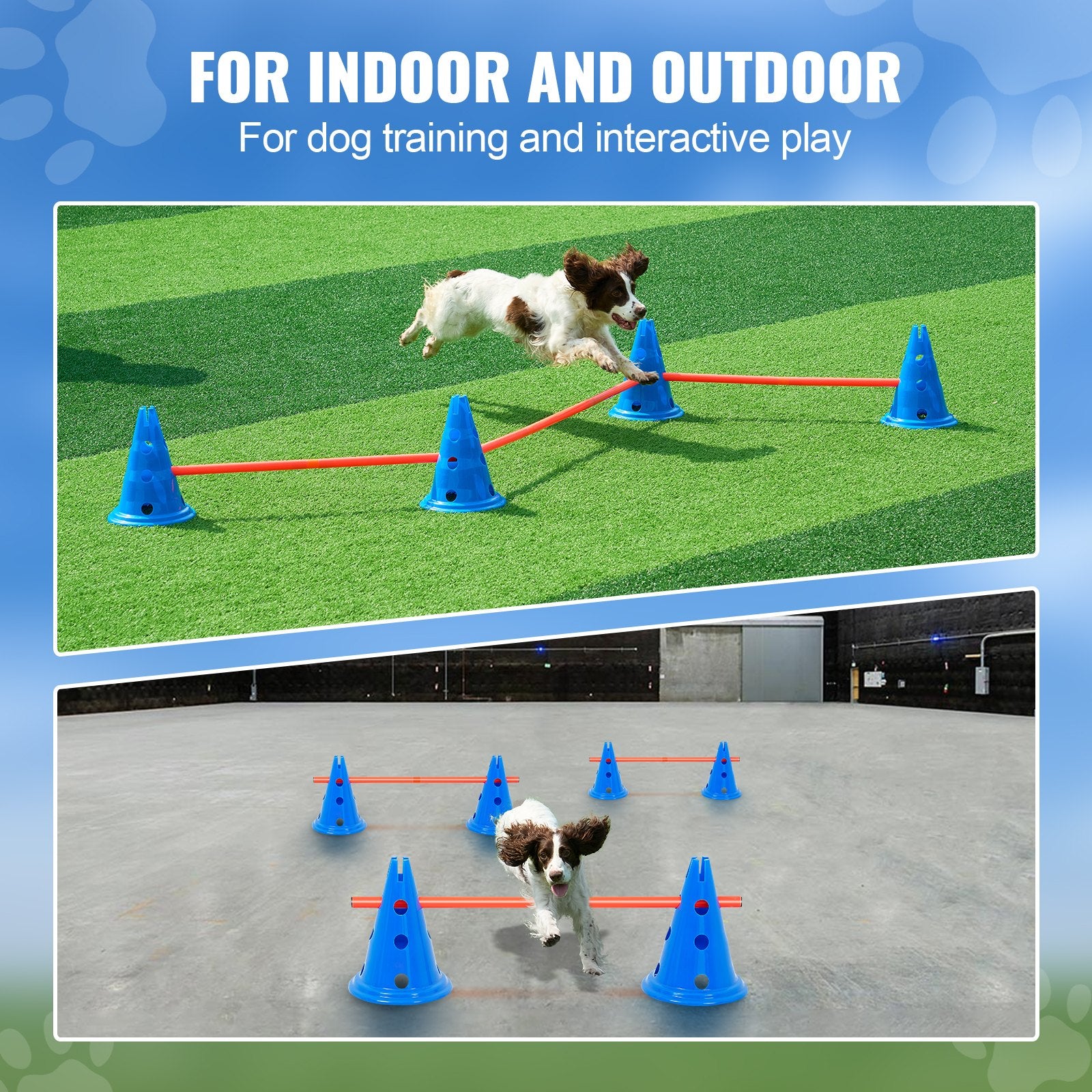 Dog Agility Training Set - 6 PCS Kit with Adjustable Hurdle Cones and Rods, Portable Puppy Obstacle Course, Includes Storage Bag, Durable PVC Material