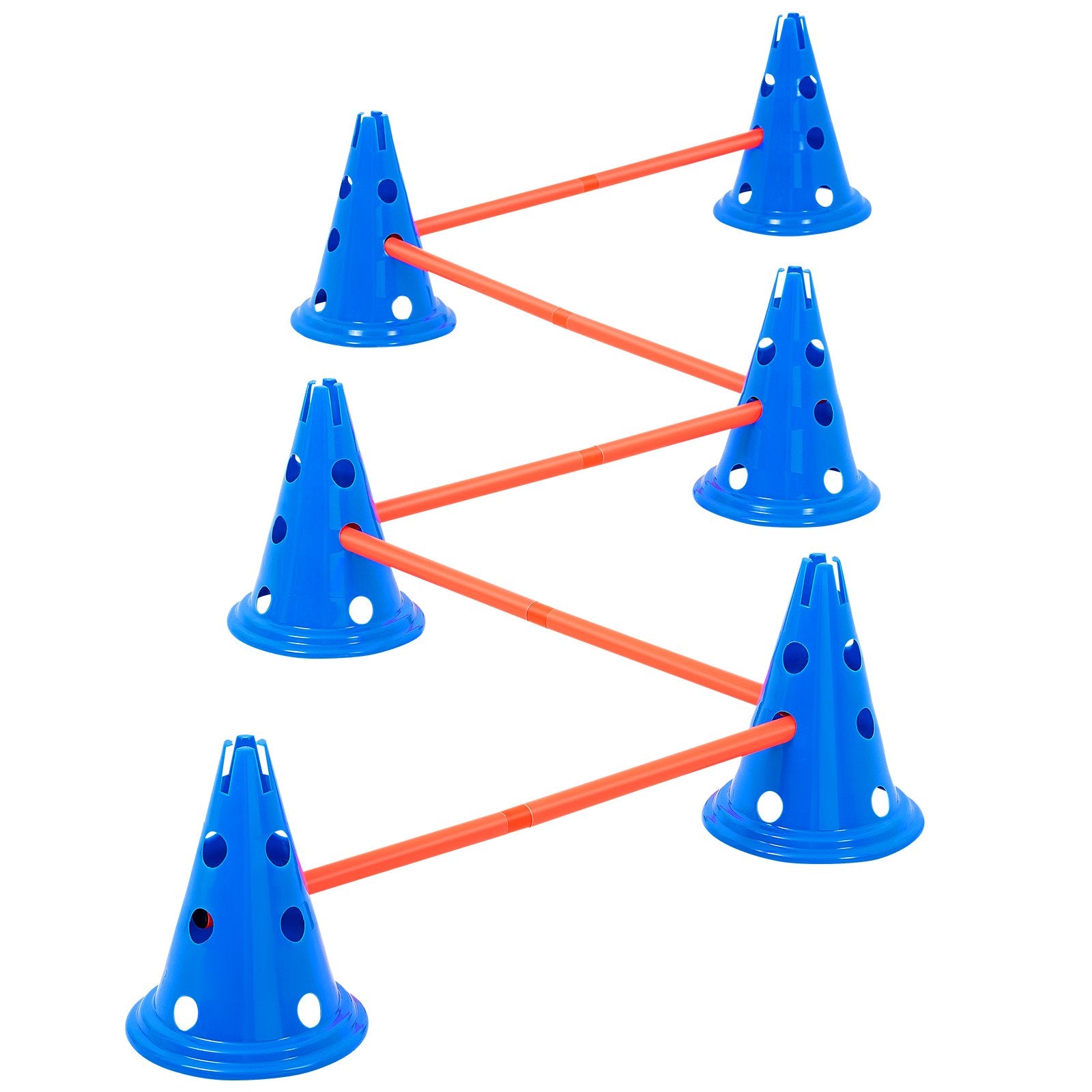 Dog Agility Training Set - 6 PCS Kit with Adjustable Hurdle Cones and Rods, Portable Puppy Obstacle Course, Includes Storage Bag, Durable PVC Material