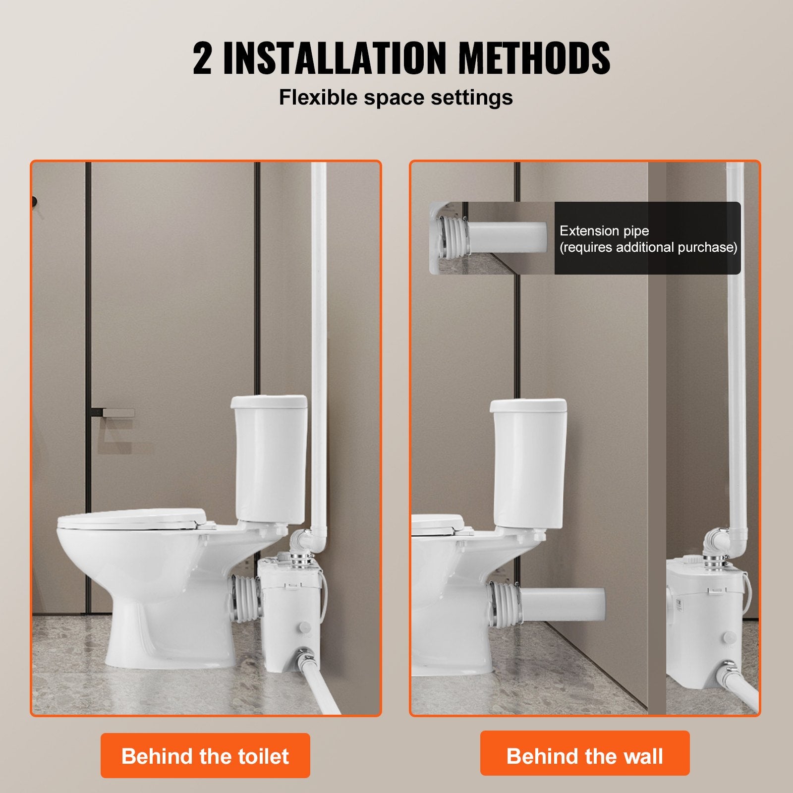 Compact Macerating Toilet System with 700W Pump, Dual Flush, Rear Discharge, Upflush for Basements, 3-Inlets, Space-Saving Design