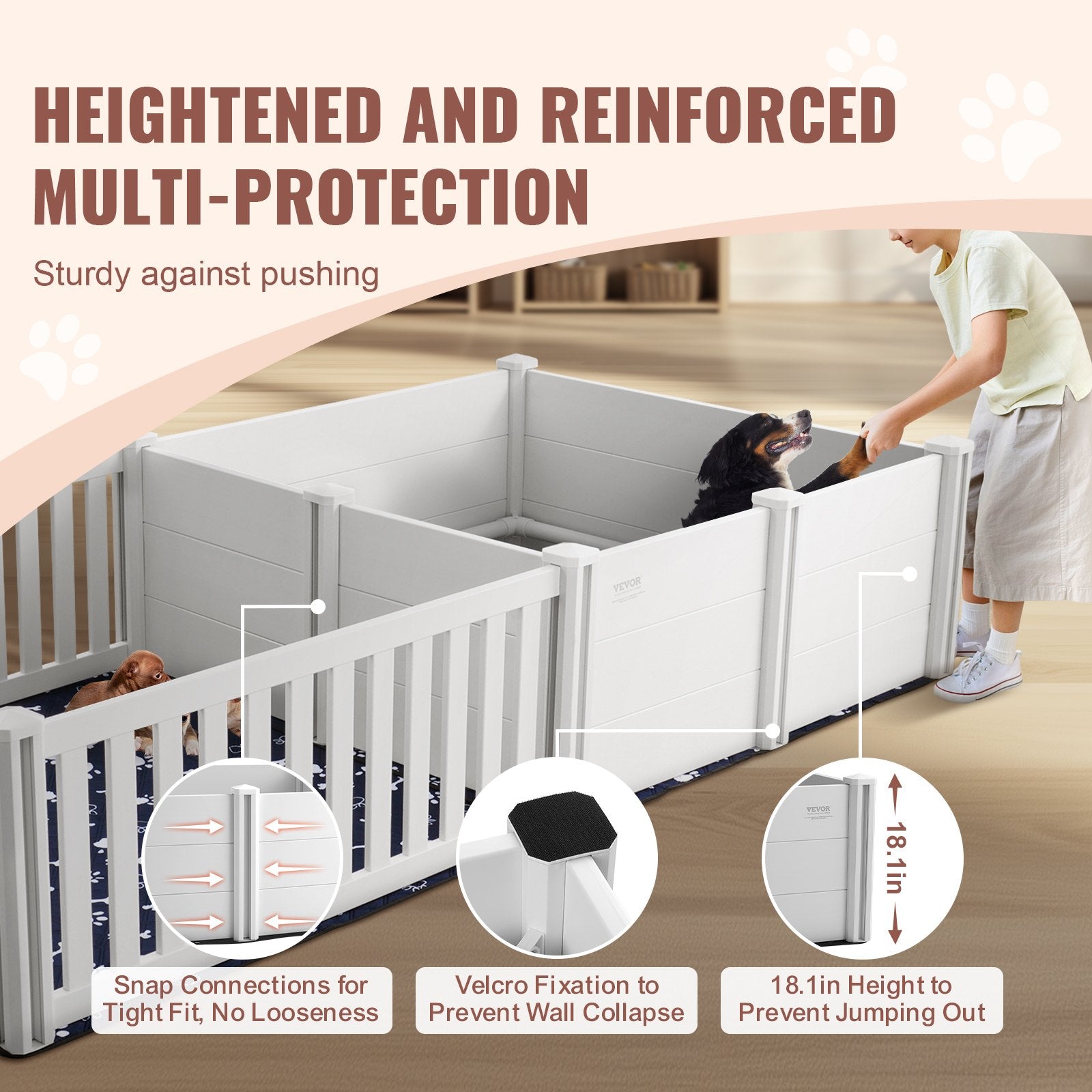 Spacious Milk White Dog Whelping Box with Dual Zone Design, Rails, Washable Pee Pads & Storage Bags - Ideal Puppy Birthing Pen Solution