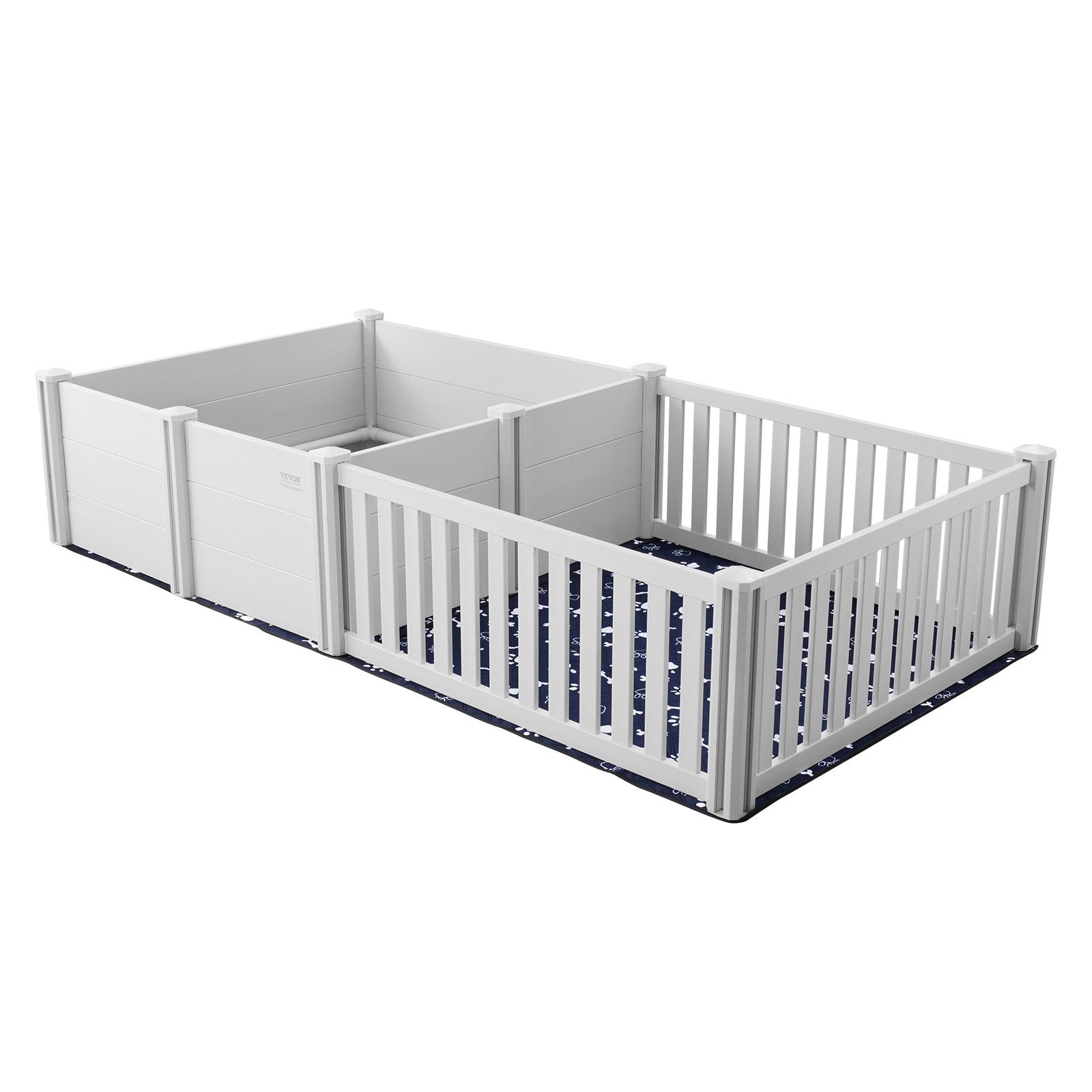Spacious Milk White Dog Whelping Box with Dual Zone Design, Rails, Washable Pee Pads & Storage Bags - Ideal Puppy Birthing Pen Solution