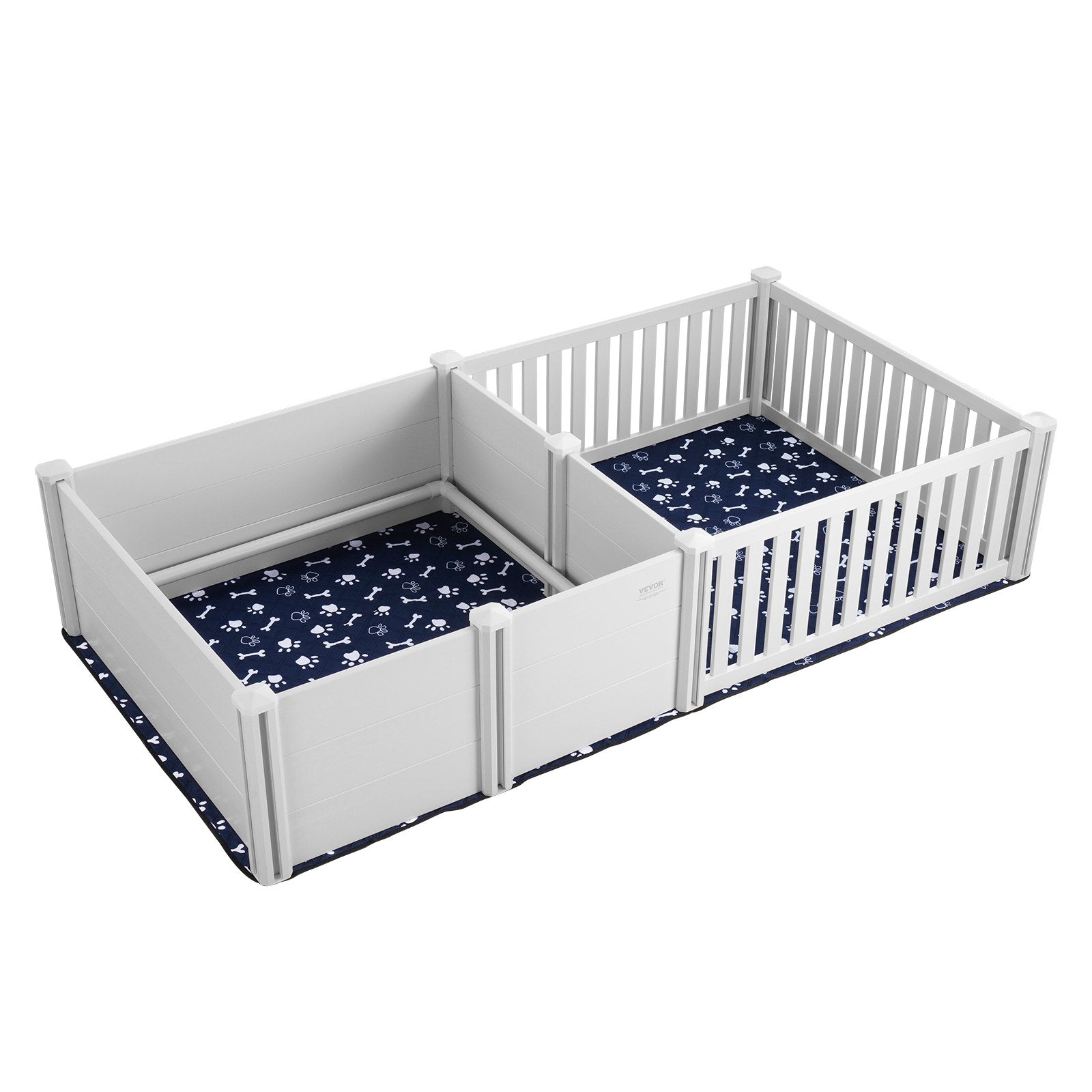 Spacious Milk White Dog Whelping Box with Dual Zone Design, Rails, Washable Pee Pads & Storage Bags - Ideal Puppy Birthing Pen Solution