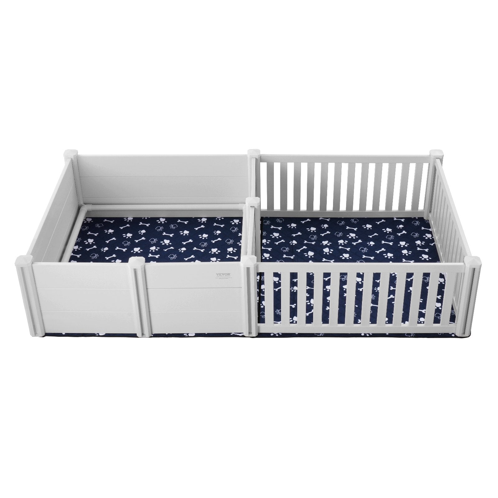 Spacious Milk White Dog Whelping Box with Dual Zone Design, Rails, Washable Pee Pads & Storage Bags - Ideal Puppy Birthing Pen Solution