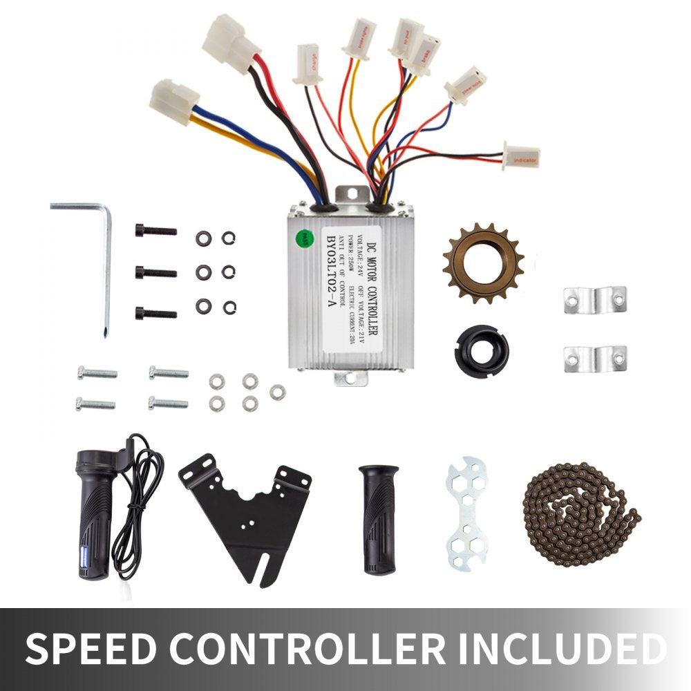 Electric Bike Conversion Kit: 250W 24V Geared Motor with Twist Kit for Bicycles and Scooters