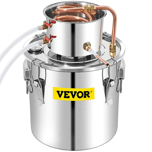 VEVOR Alcohol Still 13.2Gal/50L, Alcohol Distiller with Circulating Pump, Alcohol Still Copper Tube, Whiskey Distilling Kit with Build-In Thermometer, Whiskey Making Kit for DIY Alcohol, Stainless Ste