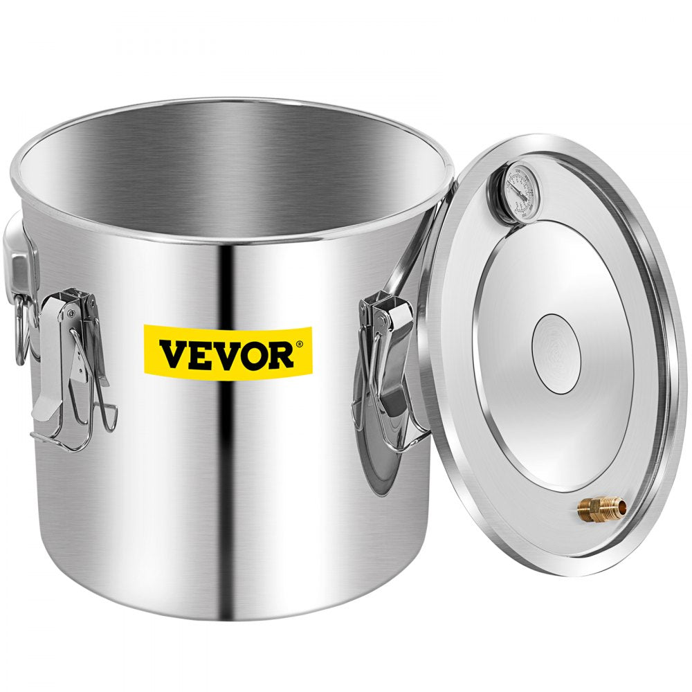 High-Capacity Stainless Steel Water Distiller Kit with Copper Tubing and Built-in Thermometer for Home Brewing, 13.2 Gallon Capacity