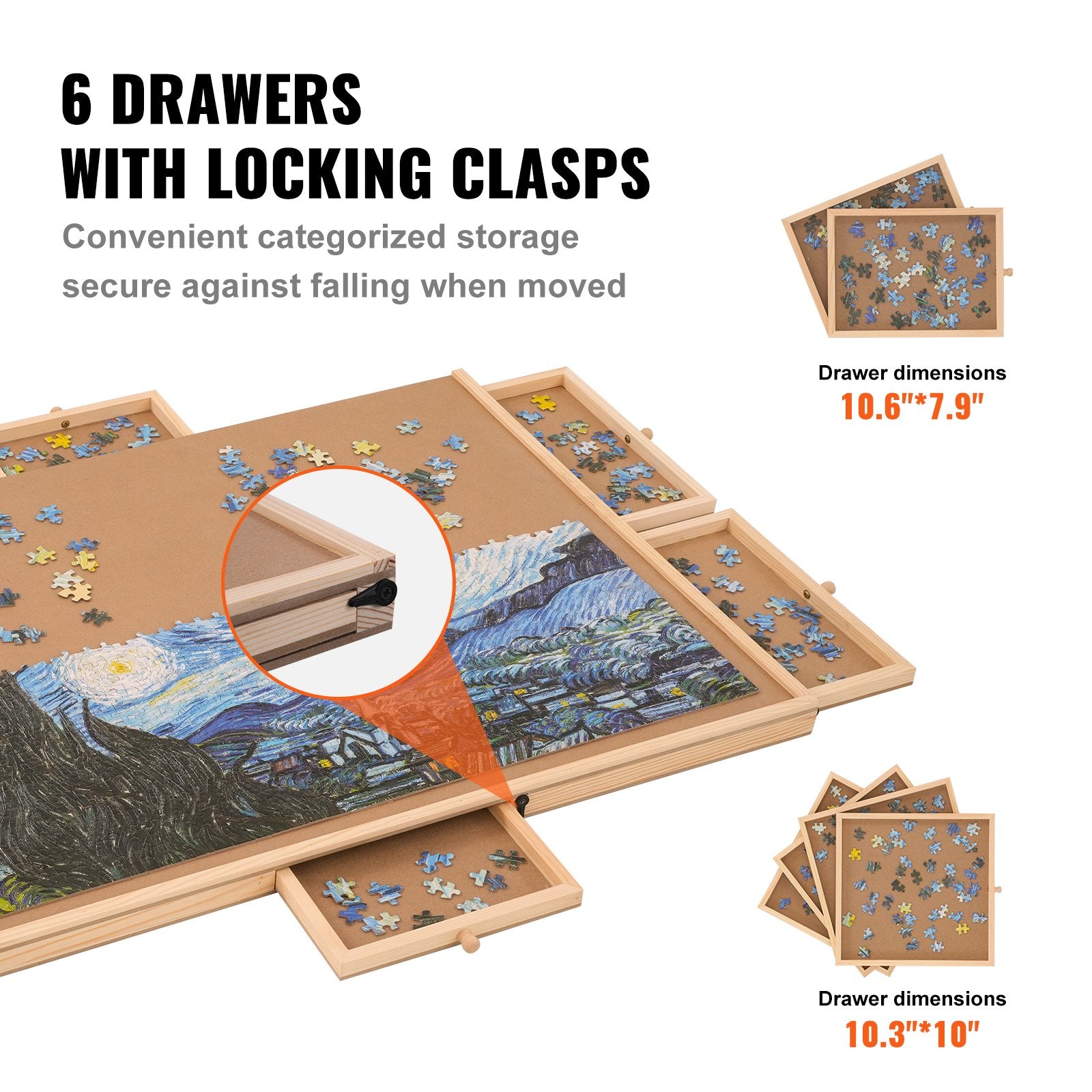 Rotating 1000 Piece Jigsaw Puzzle Board with Drawers & Cover, Premium Wooden Organizer for Adults, Portable Puzzle Storage Solution