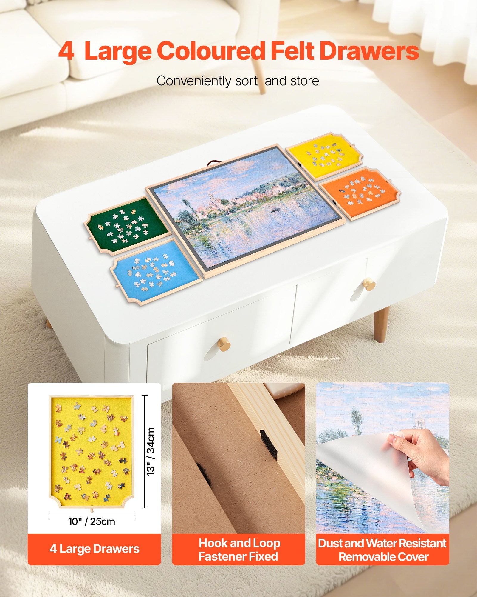 Elevate Your Puzzle Experience: 1000 Piece Board with Rotating Feature, Colorful Felt Drawers, Adjustable Angles, Perfect Gift for Mom