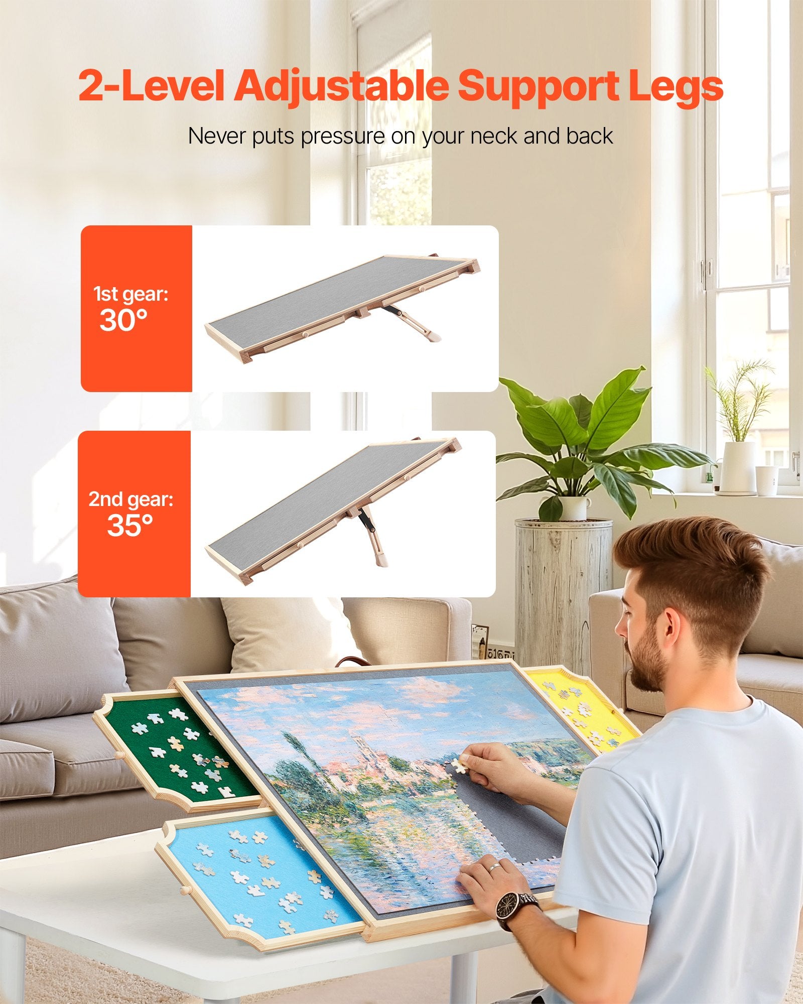 Elevate Your Puzzle Experience: 1000 Piece Board with Rotating Feature, Colorful Felt Drawers, Adjustable Angles, Perfect Gift for Mom