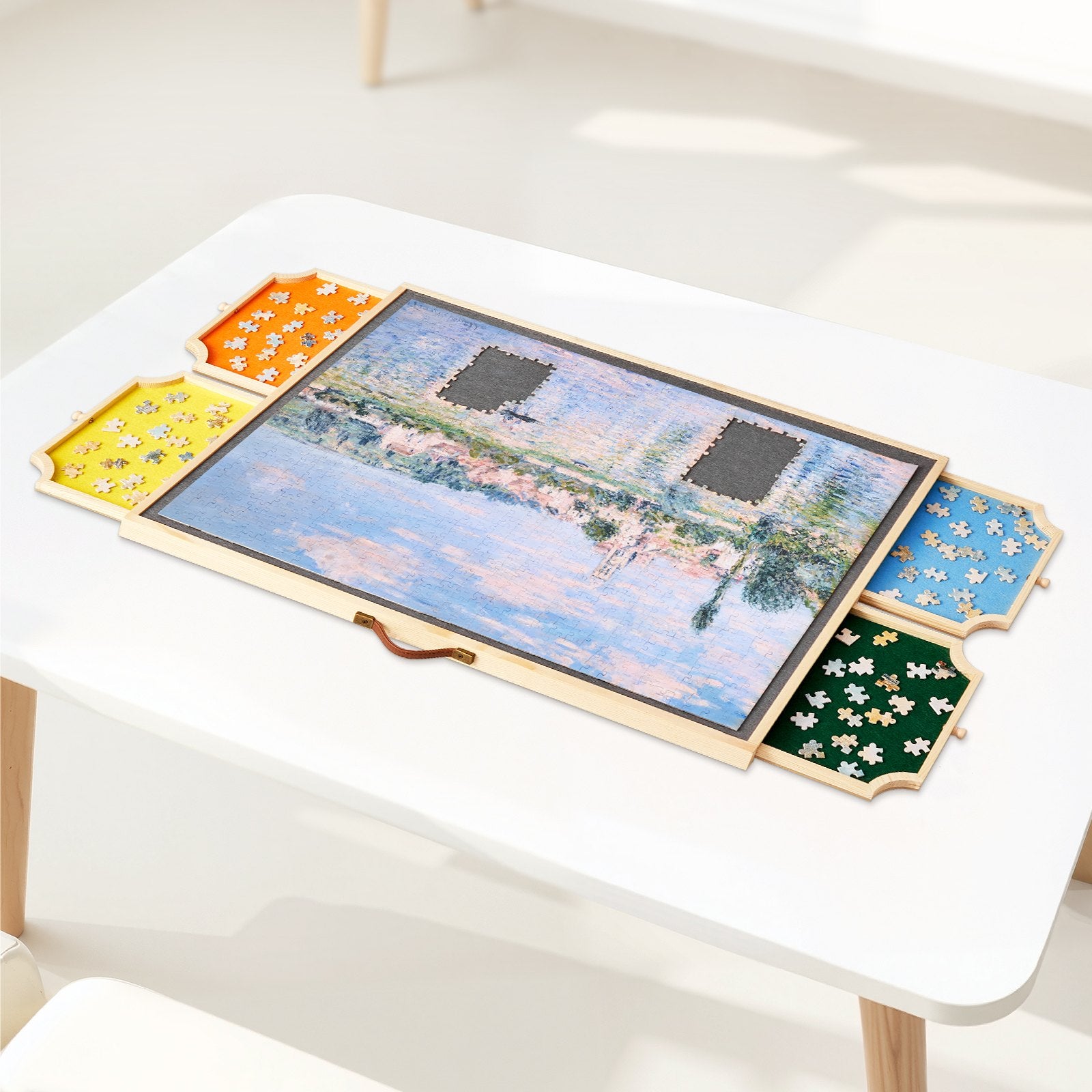 Elevate Your Puzzle Experience: 1000 Piece Board with Rotating Feature, Colorful Felt Drawers, Adjustable Angles, Perfect Gift for Mom
