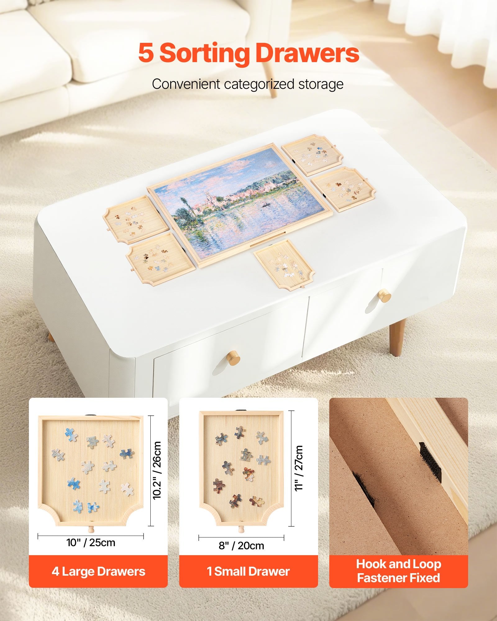 Portable 1000-Piece Jigsaw Puzzle Board with 5 Storage Drawers & Rotating Wooden Table, Perfect Gift & Organizer for Puzzle Enthusiasts