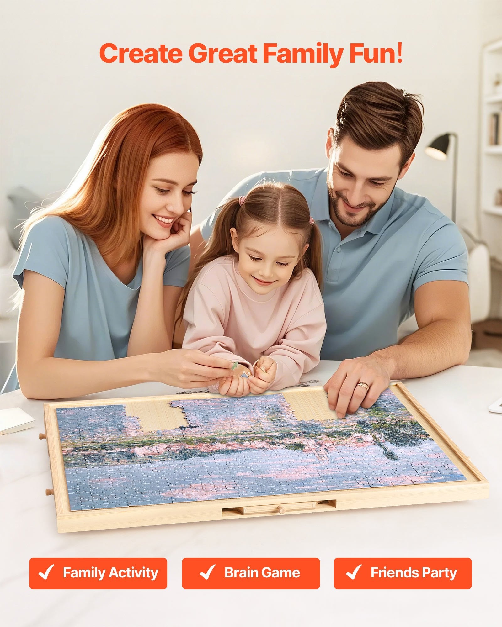 Portable 1000-Piece Jigsaw Puzzle Board with 5 Storage Drawers & Rotating Wooden Table, Perfect Gift & Organizer for Puzzle Enthusiasts