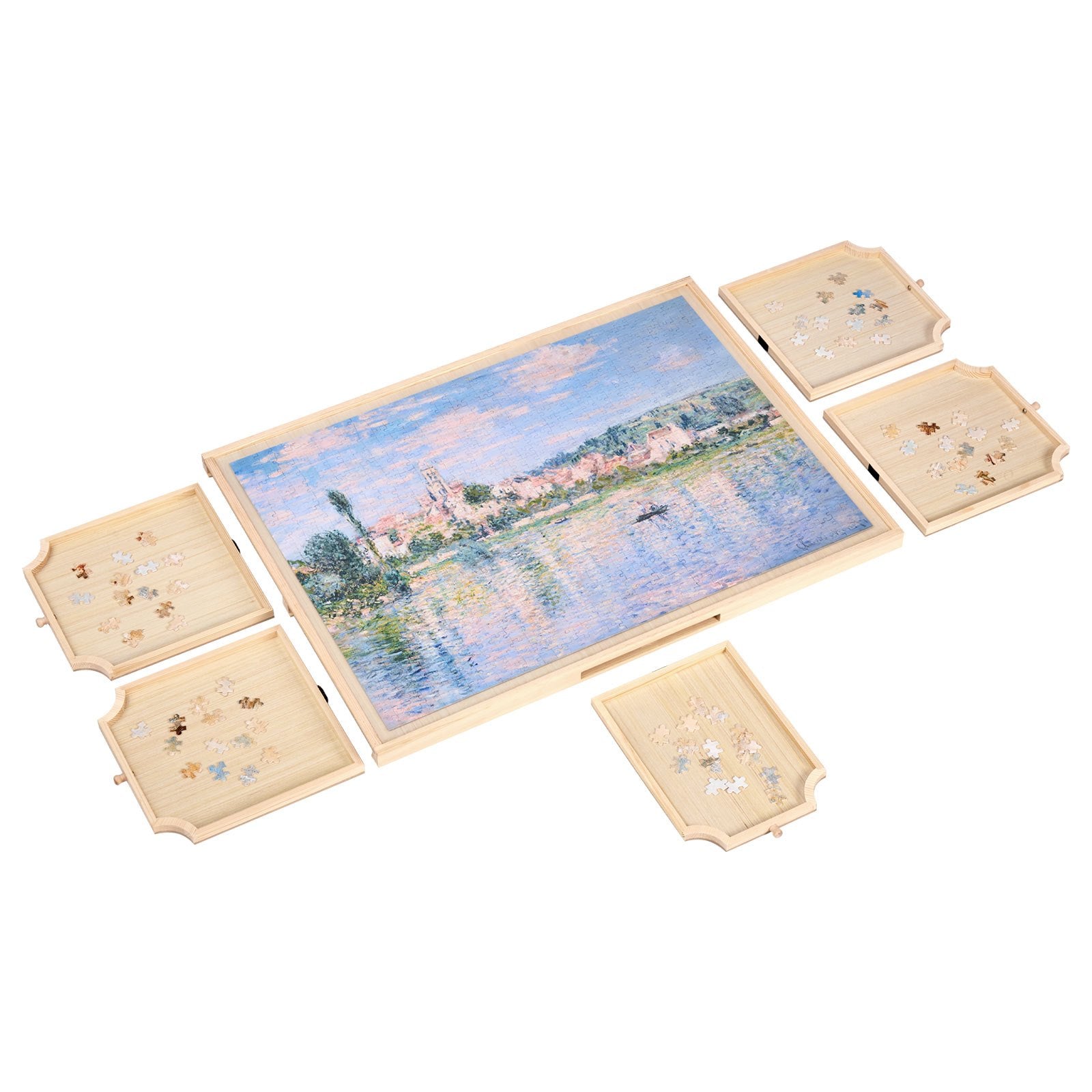 Portable 1000-Piece Jigsaw Puzzle Board with 5 Storage Drawers & Rotating Wooden Table, Perfect Gift & Organizer for Puzzle Enthusiasts