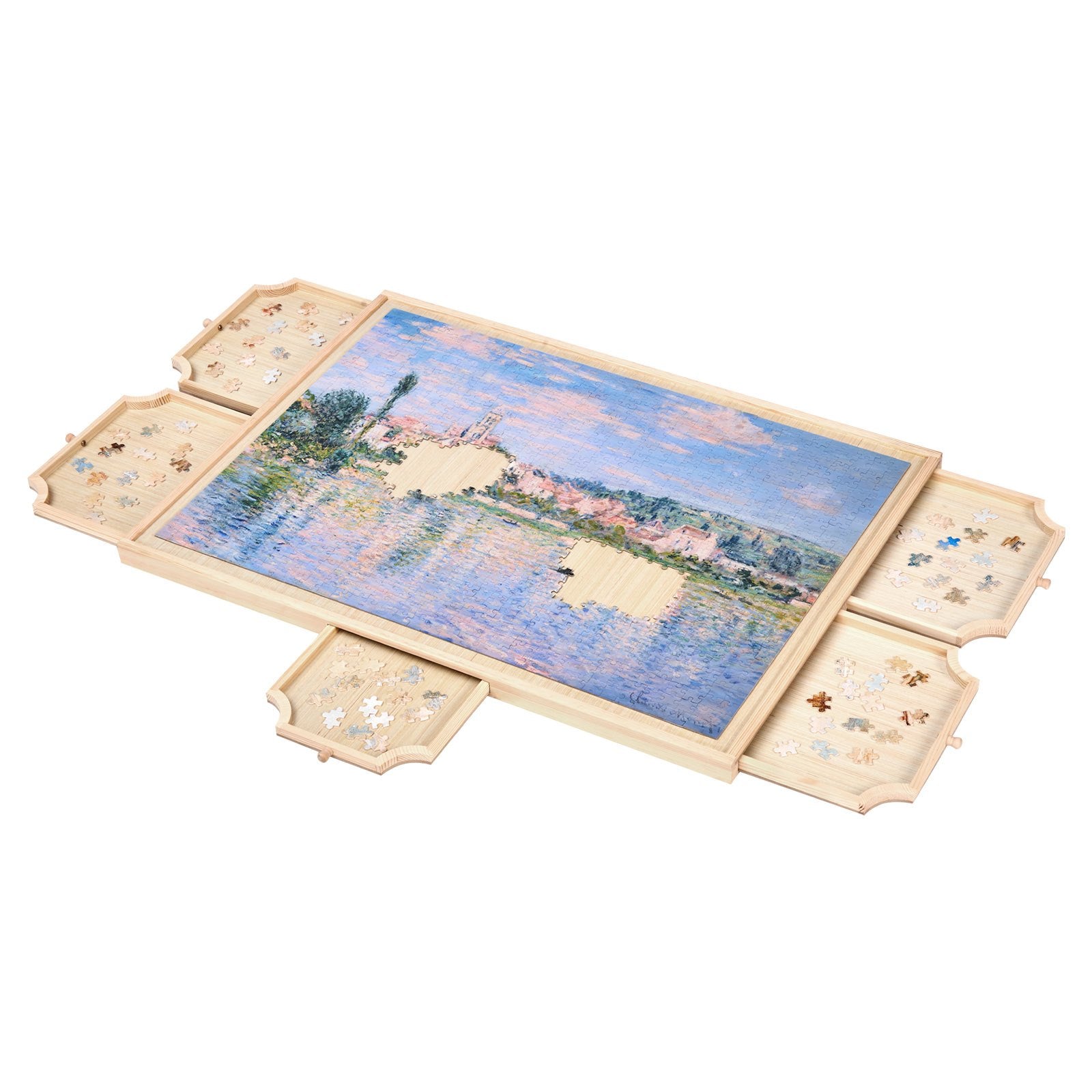 Portable 1000-Piece Jigsaw Puzzle Board with 5 Storage Drawers & Rotating Wooden Table, Perfect Gift & Organizer for Puzzle Enthusiasts