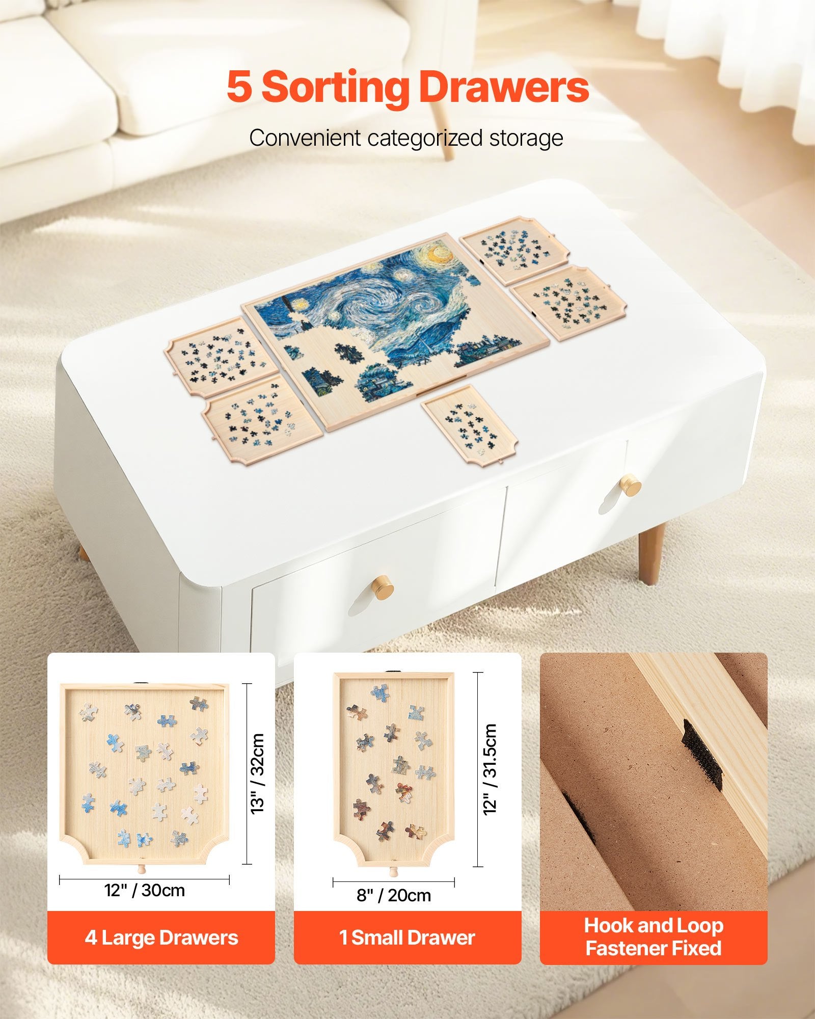 Rotating Puzzle Board with 5 Drawers, 1500 Piece Capacity, 34x25" Portable Table, Jigsaw Organizer, Ideal Gift for Puzzle Lovers