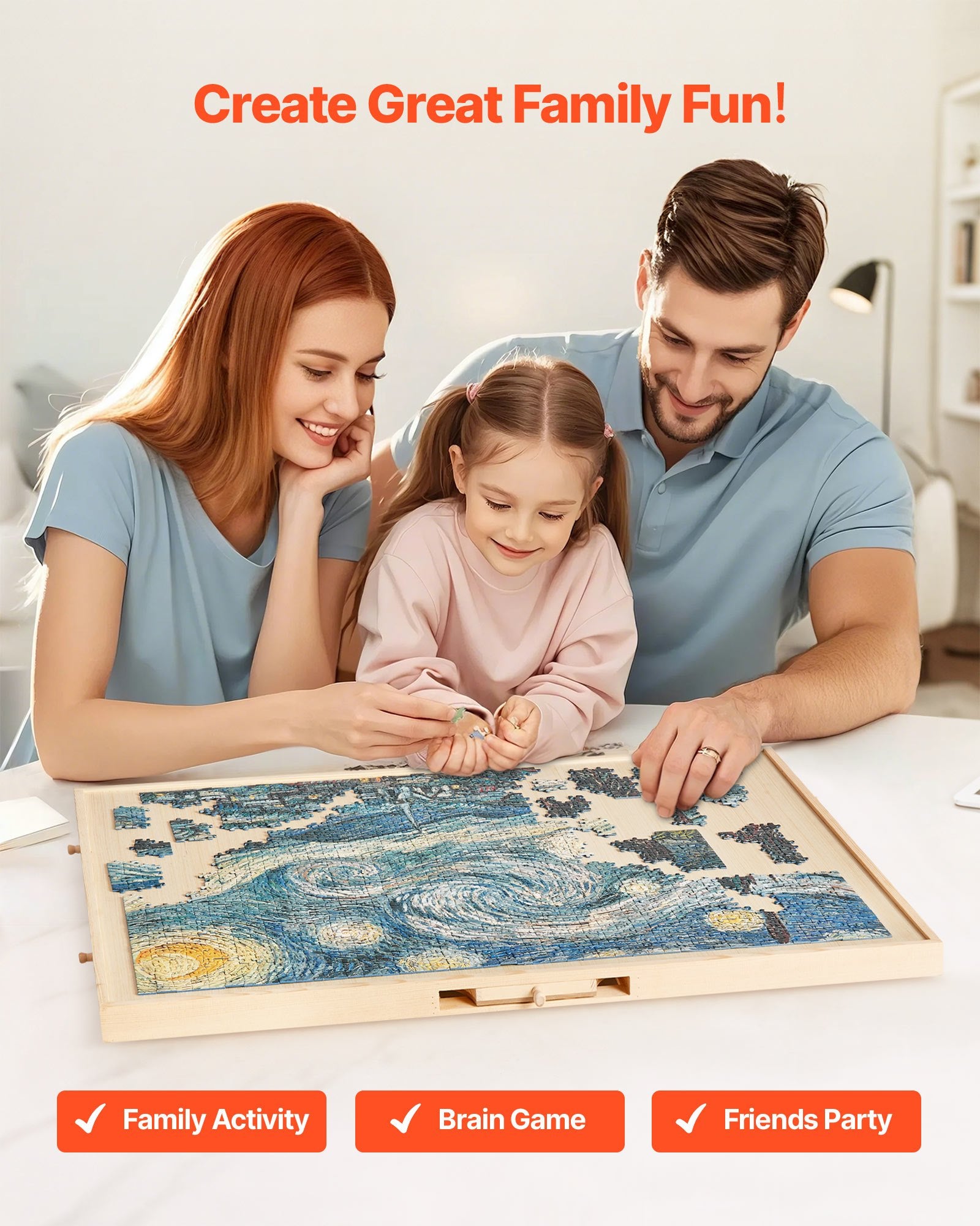 Rotating Puzzle Board with 5 Drawers, 1500 Piece Capacity, 34x25" Portable Table, Jigsaw Organizer, Ideal Gift for Puzzle Lovers