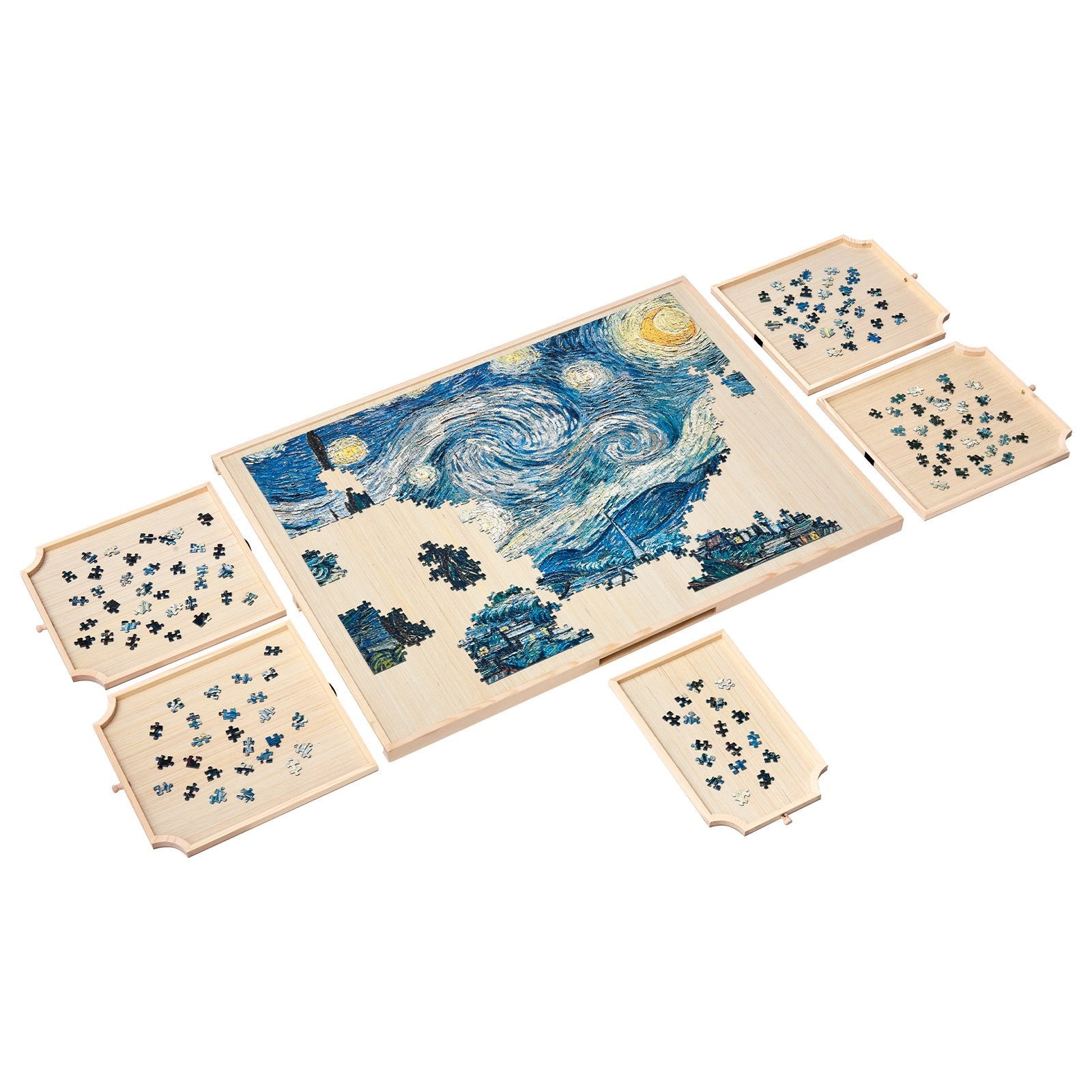 Rotating Puzzle Board with 5 Drawers, 1500 Piece Capacity, 34x25" Portable Table, Jigsaw Organizer, Ideal Gift for Puzzle Lovers
