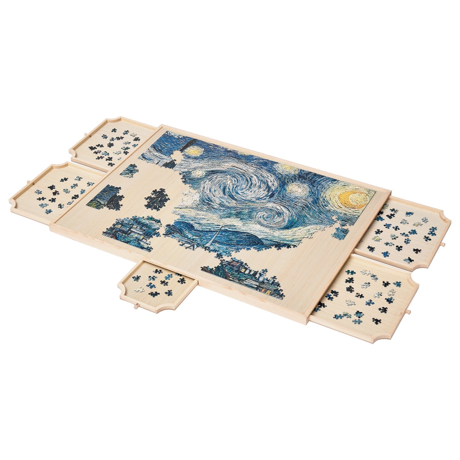 Rotating Puzzle Board with 5 Drawers, 1500 Piece Capacity, 34x25" Portable Table, Jigsaw Organizer, Ideal Gift for Puzzle Lovers