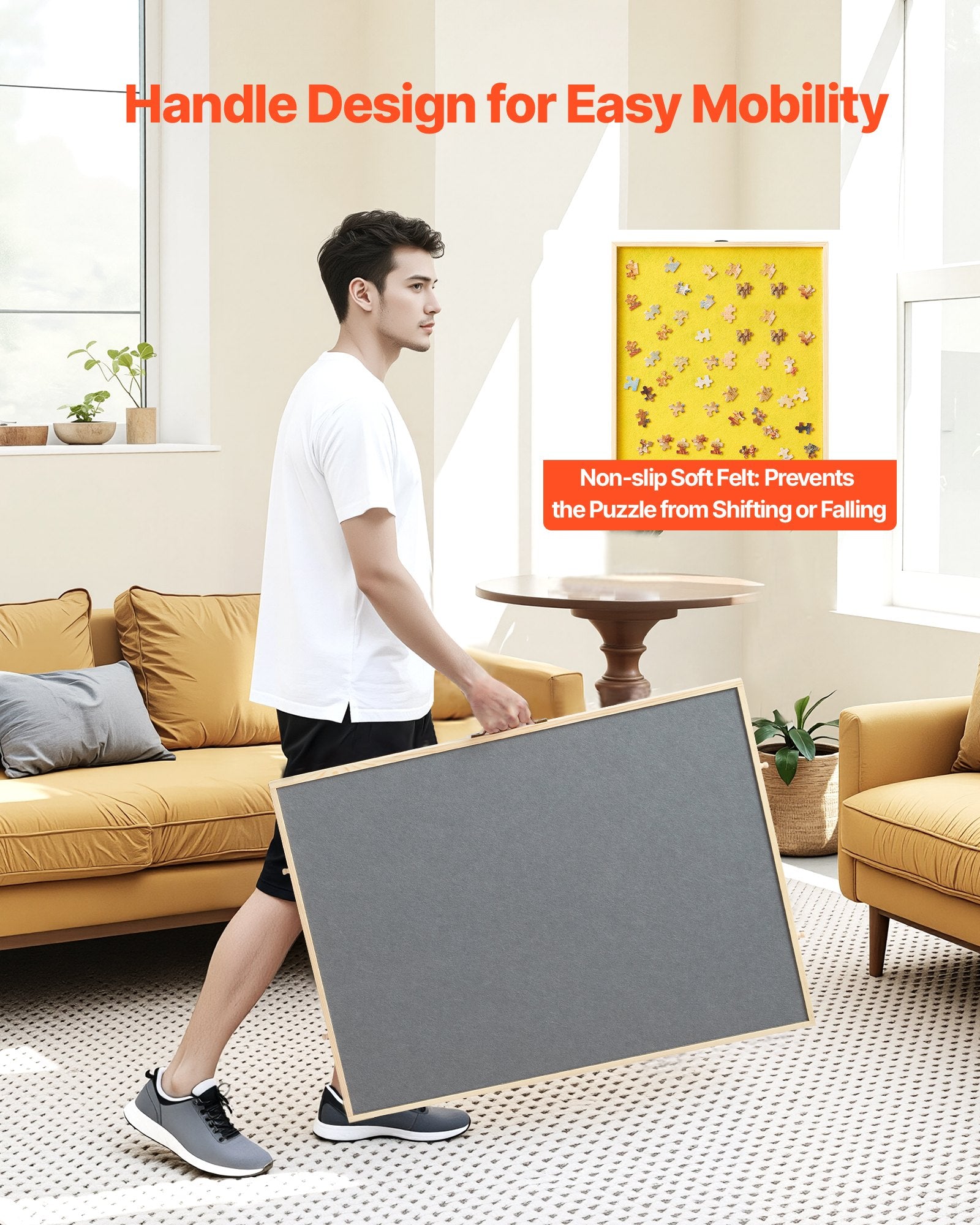1500-Piece Jigsaw Puzzle Board with 360° Rotation, 4 Felt Drawers, Adjustable Angles, Portable Wooden Table, Perfect Gift for Puzzle Enthusiasts