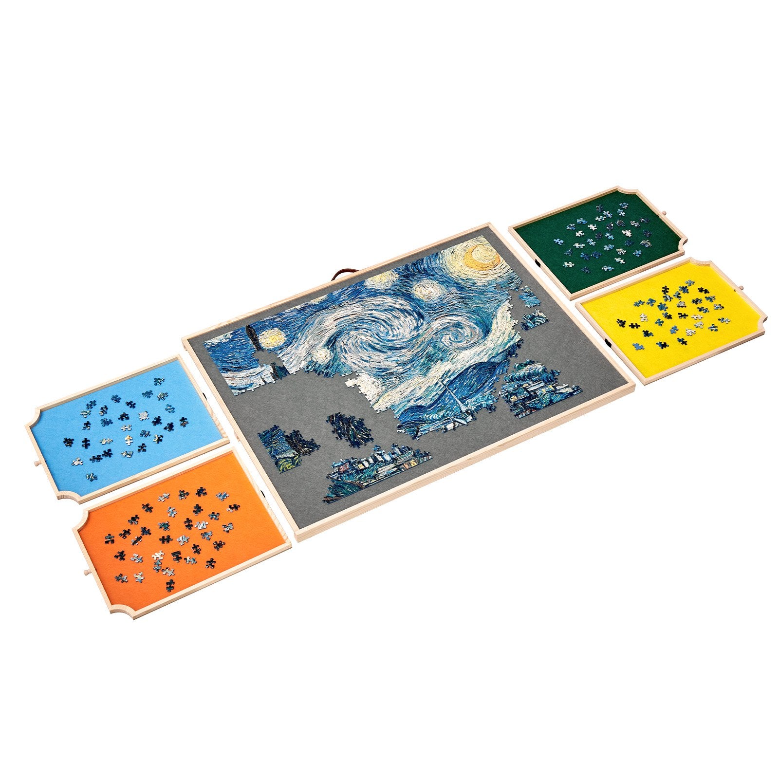 1500-Piece Jigsaw Puzzle Board with 360° Rotation, 4 Felt Drawers, Adjustable Angles, Portable Wooden Table, Perfect Gift for Puzzle Enthusiasts