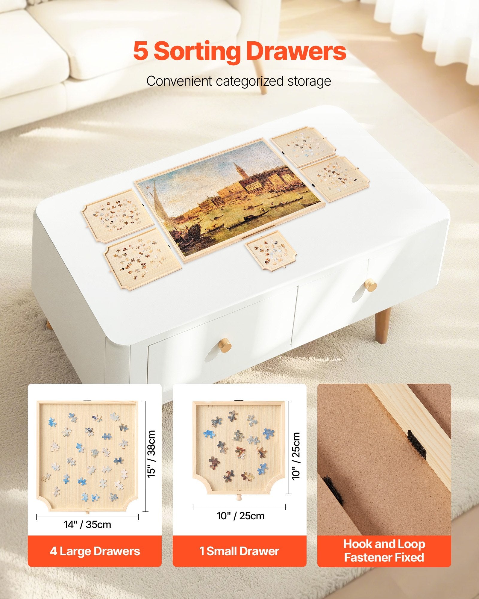 Portable 2000-Piece Jigsaw Puzzle Board with 5 Drawers and Rotating Cover - Ideal Organizer and Gift for Adults, 40x29 in