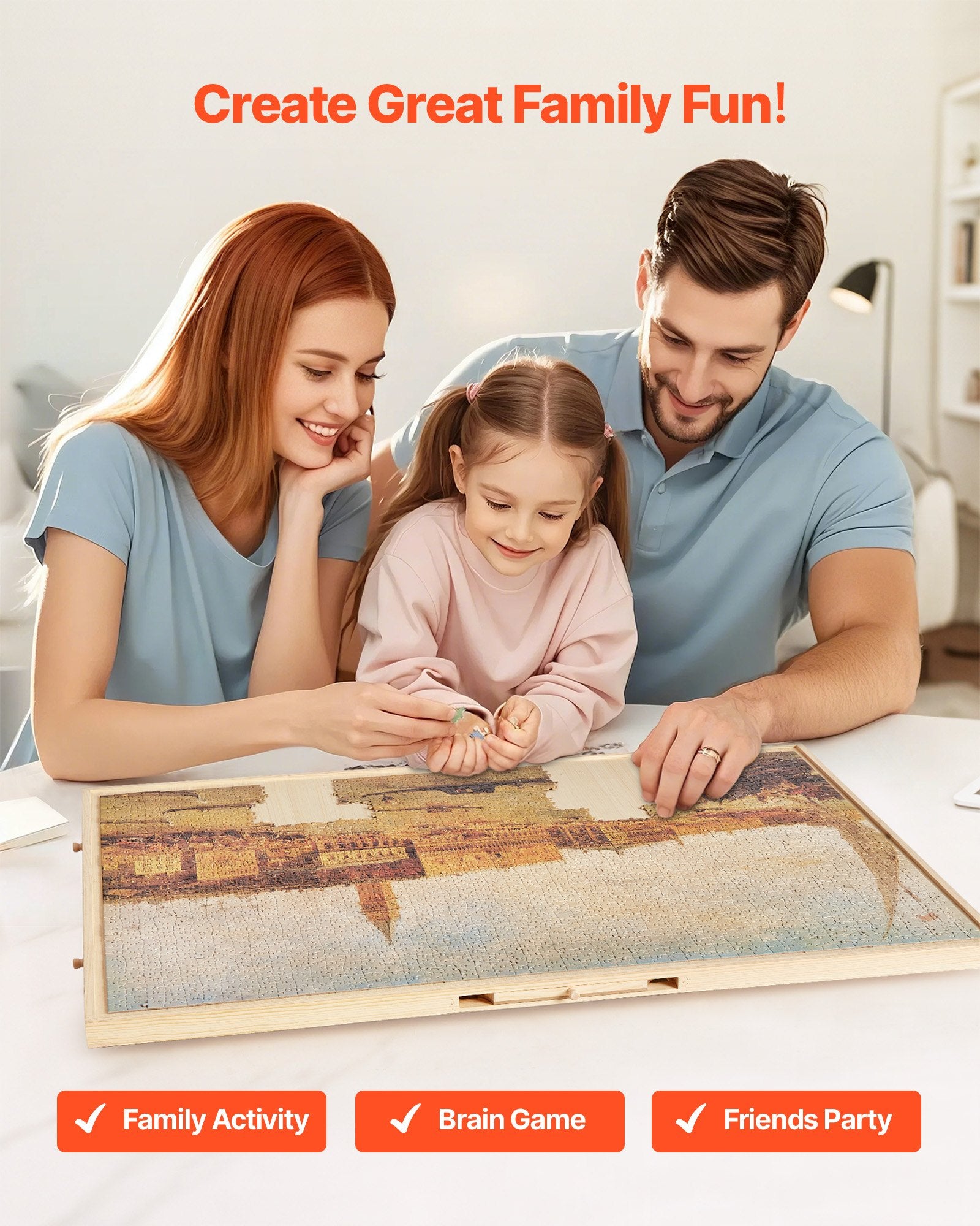 Portable 2000-Piece Jigsaw Puzzle Board with 5 Drawers and Rotating Cover - Ideal Organizer and Gift for Adults, 40x29 in