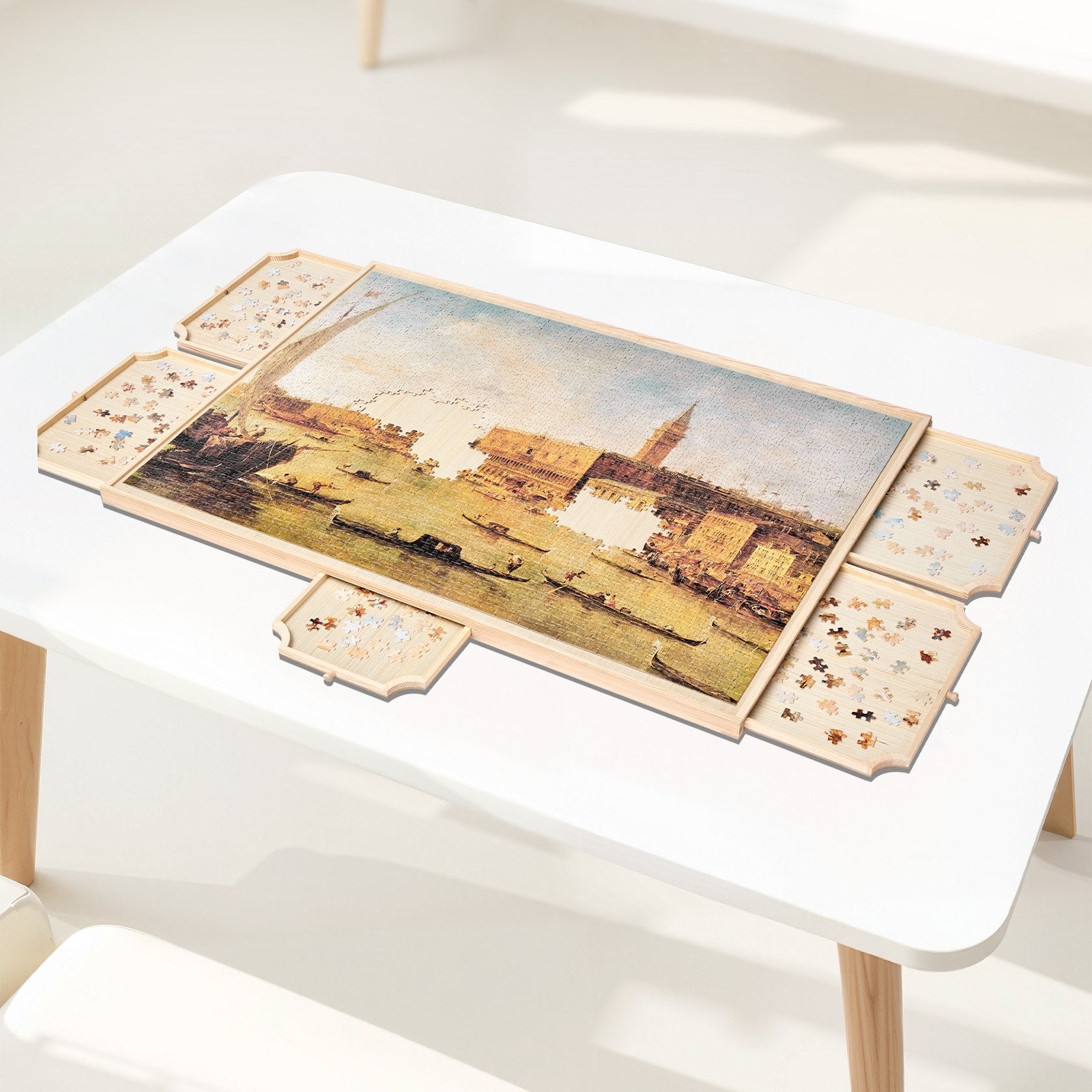 Portable 2000-Piece Jigsaw Puzzle Board with 5 Drawers and Rotating Cover - Ideal Organizer and Gift for Adults, 40x29 in