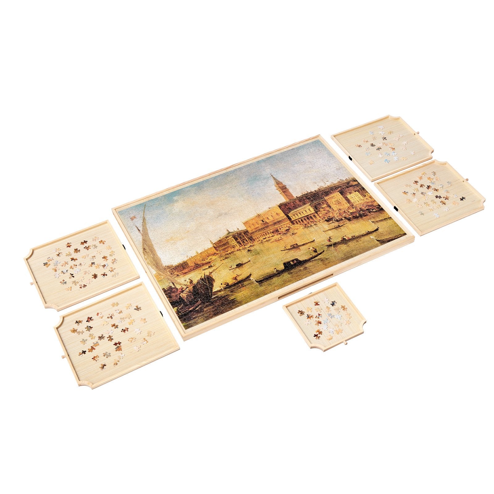 Portable 2000-Piece Jigsaw Puzzle Board with 5 Drawers and Rotating Cover - Ideal Organizer and Gift for Adults, 40x29 in