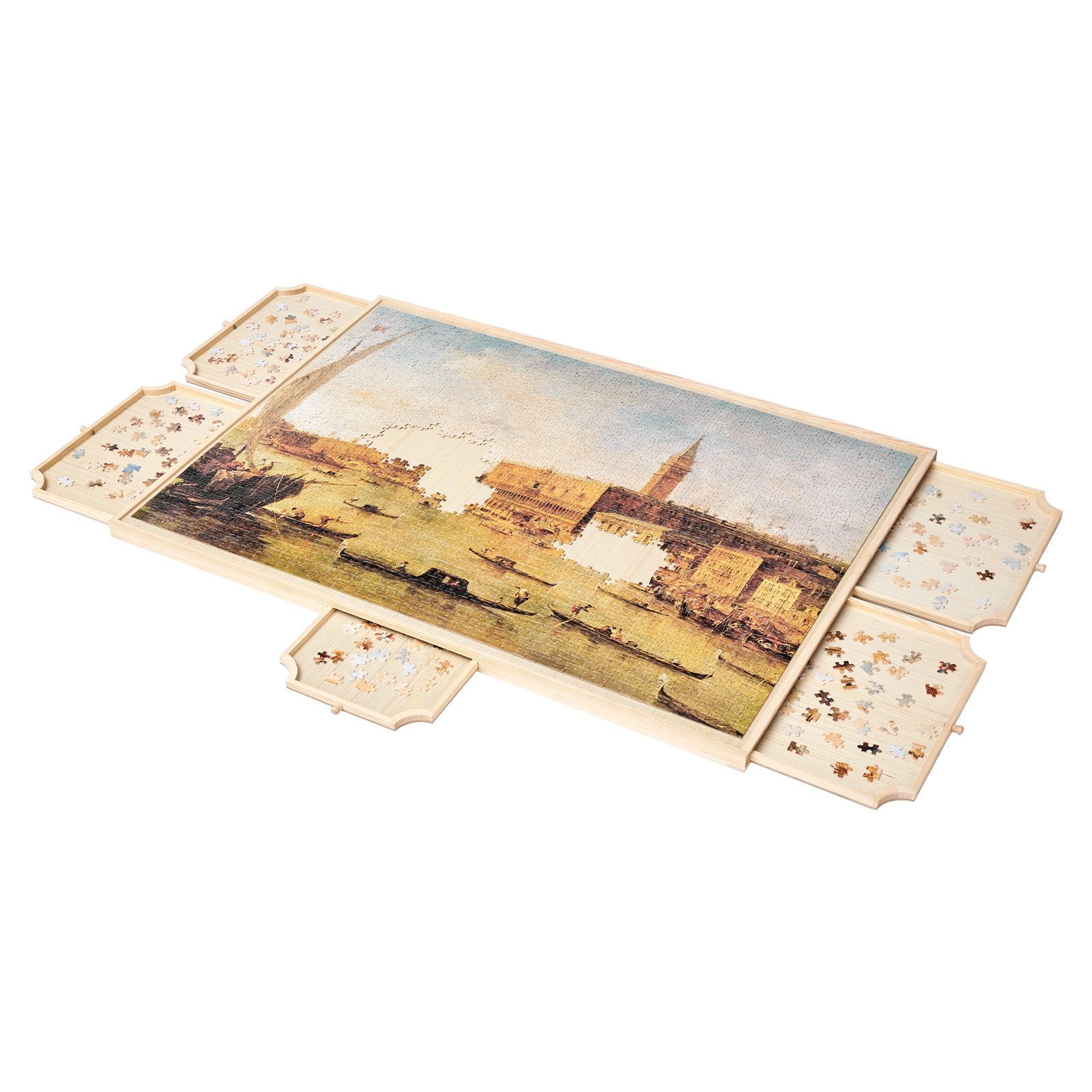 Portable 2000-Piece Jigsaw Puzzle Board with 5 Drawers and Rotating Cover - Ideal Organizer and Gift for Adults, 40x29 in