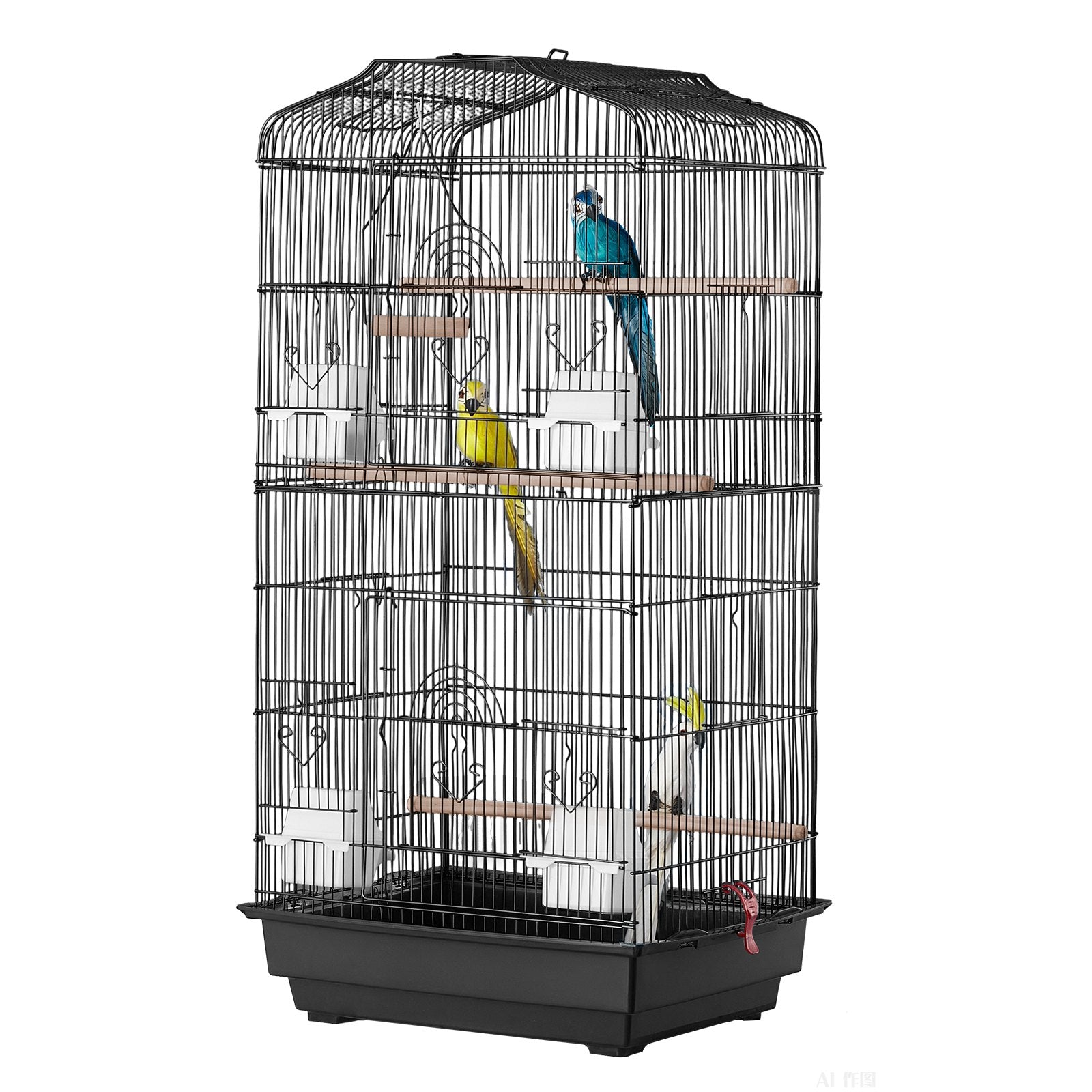 Spacious 41-Inch Open Top Bird Cage for Parrots, Finches, and Lovebirds with Swing, Perch, and Easy-Clean Design for Pet Travel and Comfort
