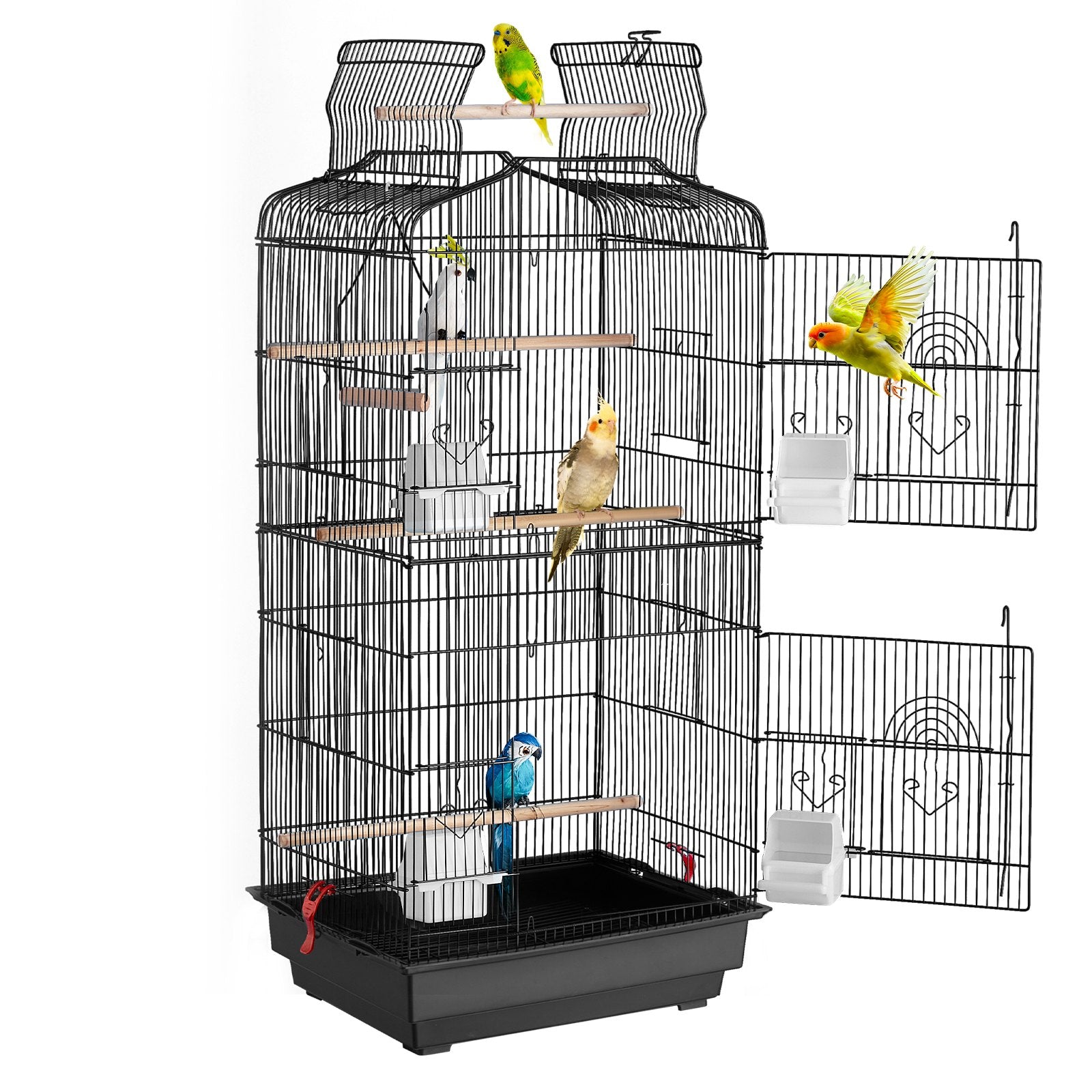 Spacious 41-Inch Open Top Bird Cage for Parrots, Finches, and Lovebirds with Swing, Perch, and Easy-Clean Design for Pet Travel and Comfort