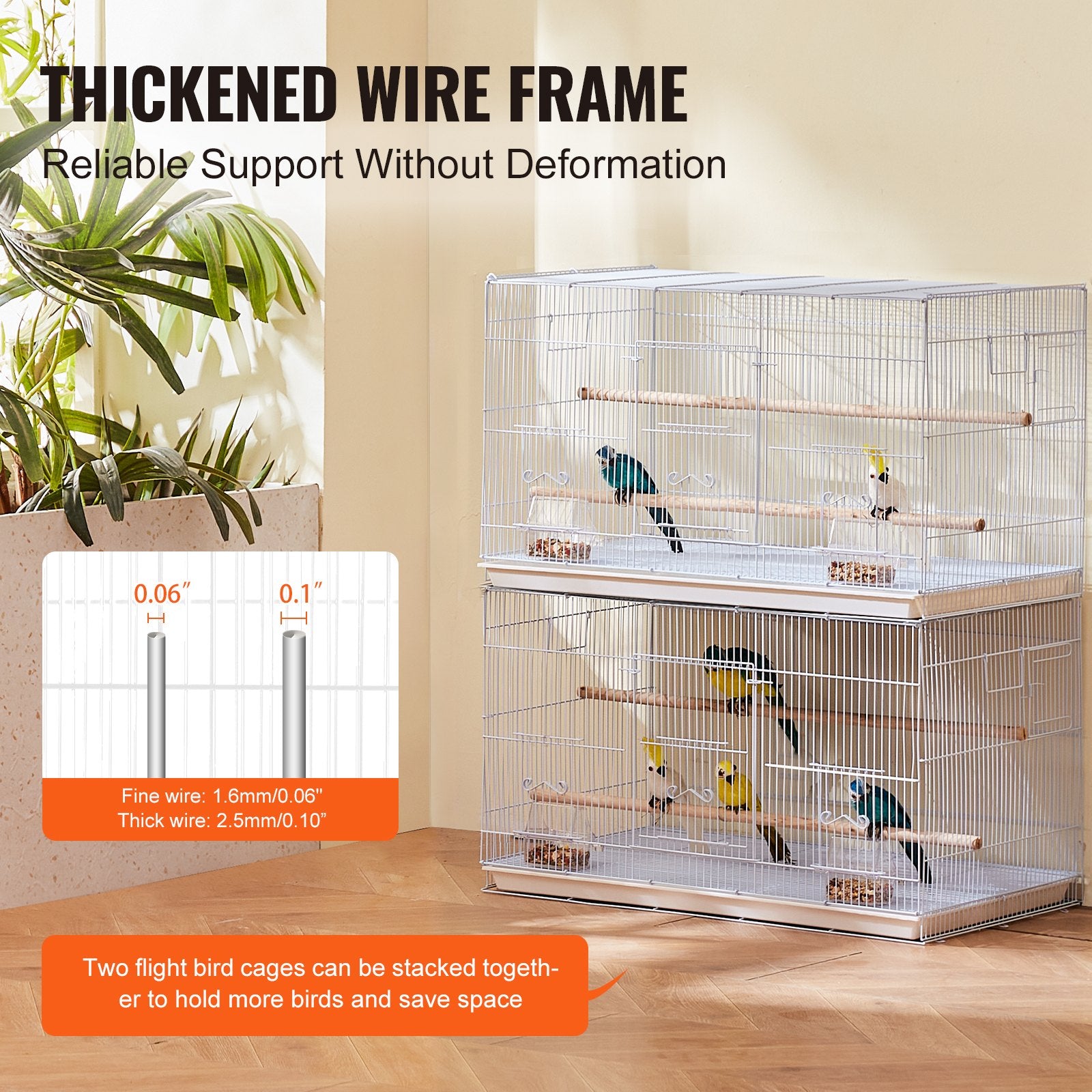 Compact White Bird Cage - 18" Sturdy Metal Flight Cage for Parakeets, Canaries, Cockatiels, Lovebirds with Perches & Feeding Cups, Travel-Ready Design