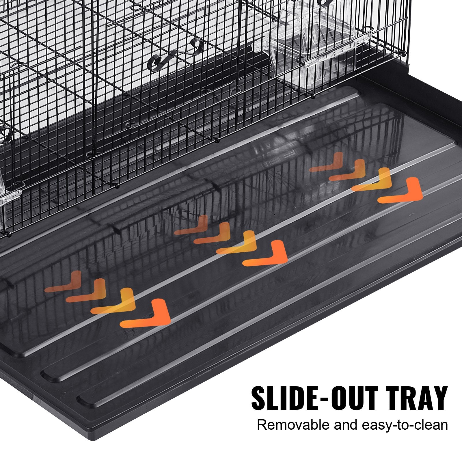 Spacious 30" Metal Bird Cage for Parakeets, Cockatiels, Budgies & More with Rolling Stand, Tray, Safety Doors, Easy Clean, Q195 Steel
