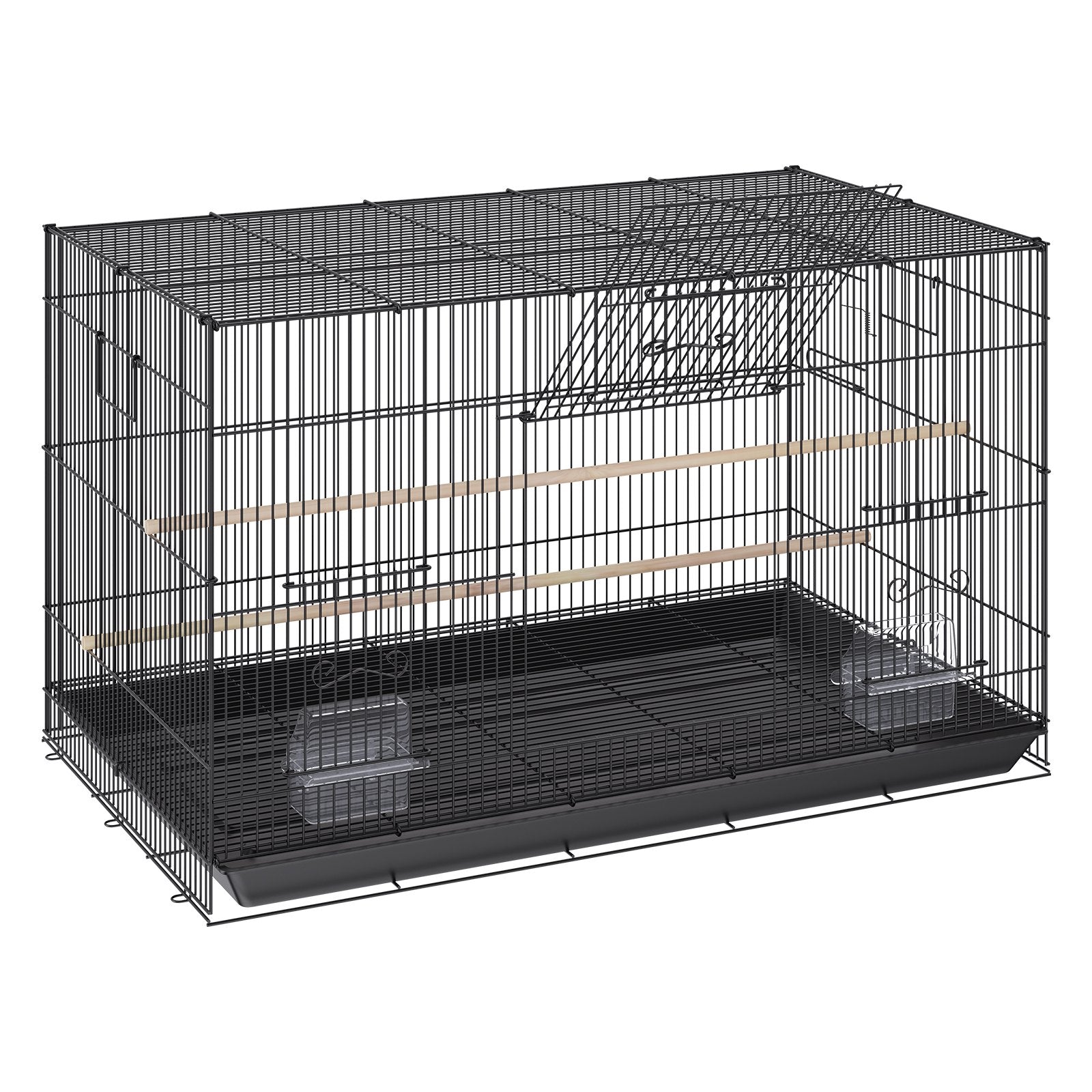 Spacious 30" Metal Bird Cage for Parakeets, Cockatiels, Budgies & More with Rolling Stand, Tray, Safety Doors, Easy Clean, Q195 Steel