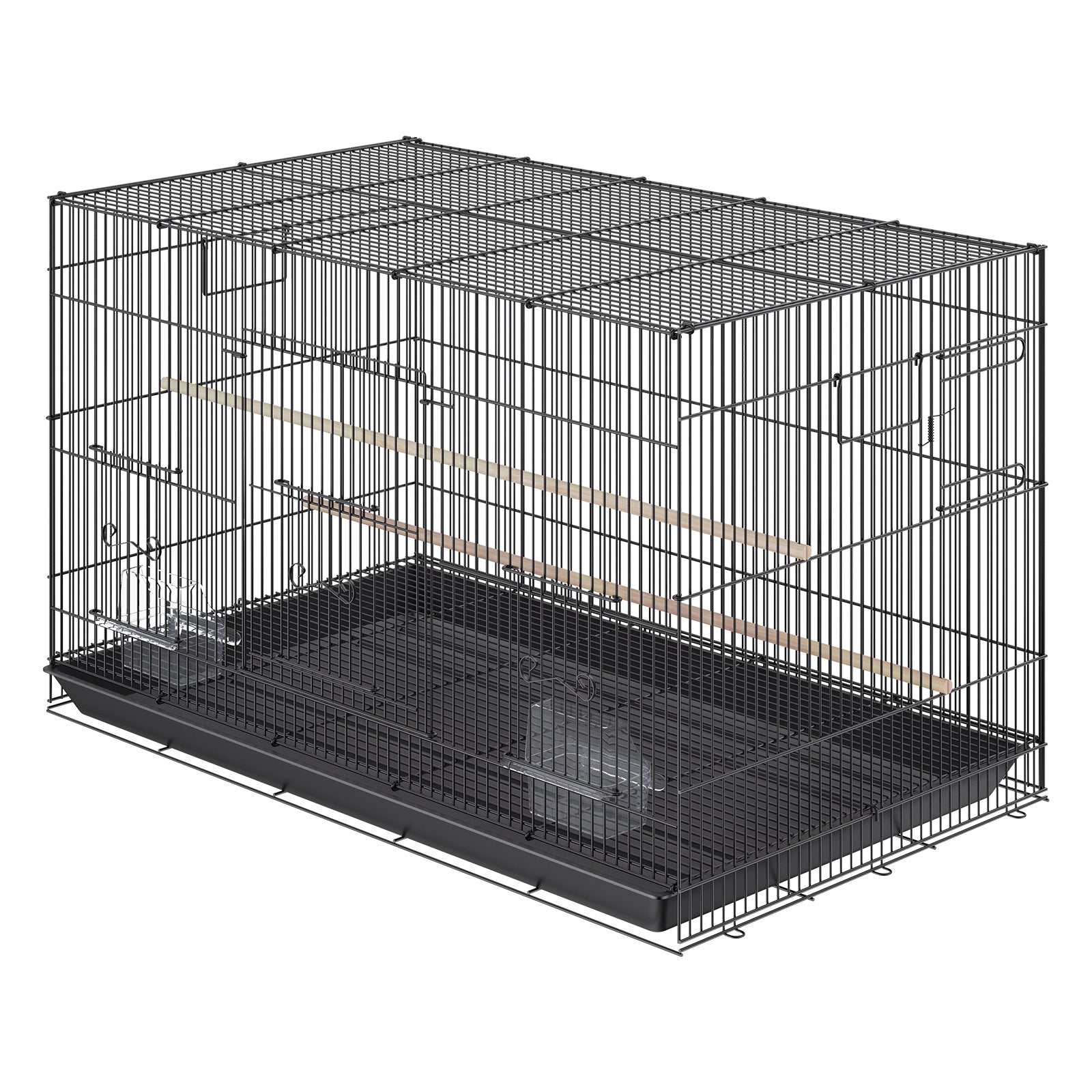 Spacious 30" Metal Bird Cage for Parakeets, Cockatiels, Budgies & More with Rolling Stand, Tray, Safety Doors, Easy Clean, Q195 Steel