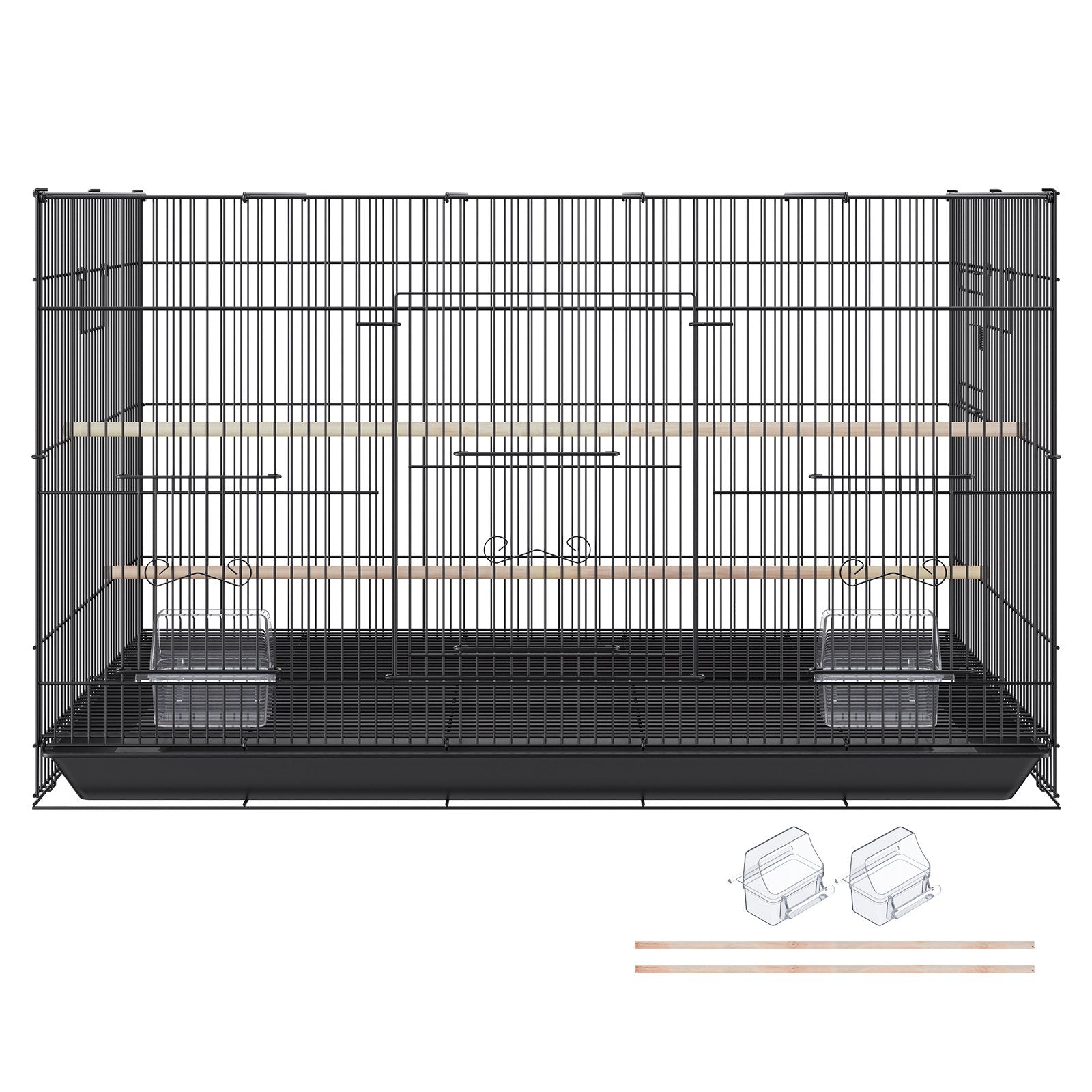 Spacious 30" Metal Bird Cage for Parakeets, Cockatiels, Budgies & More with Rolling Stand, Tray, Safety Doors, Easy Clean, Q195 Steel