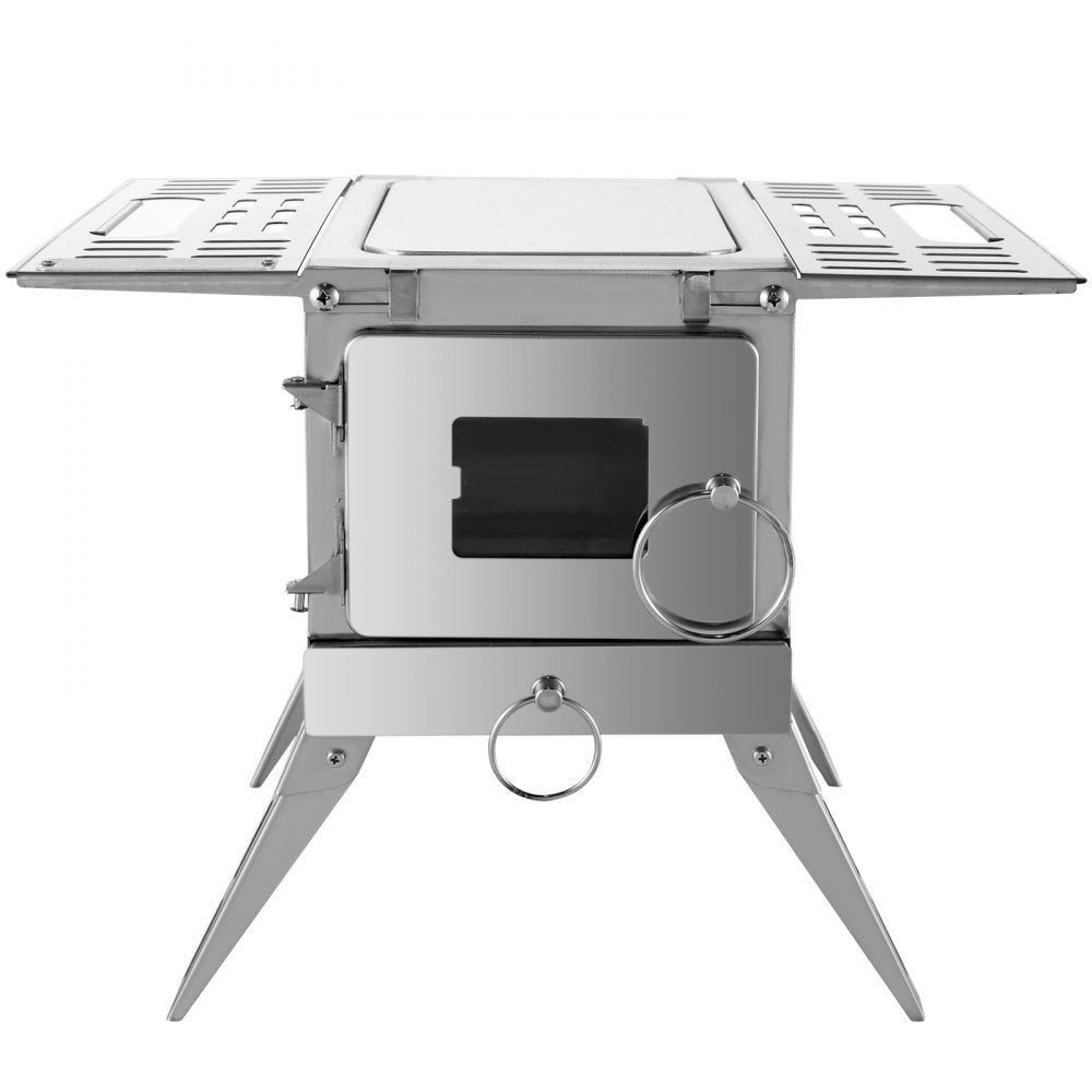 Compact Stainless Steel Wood Stove for Camping and Outdoor Heating with Folding Pipe and 90.6-inch Total Height