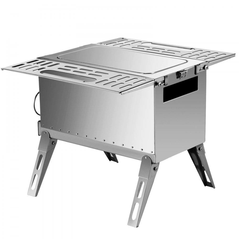 Compact Stainless Steel Wood Stove for Camping and Outdoor Heating with Folding Pipe and 90.6-inch Total Height