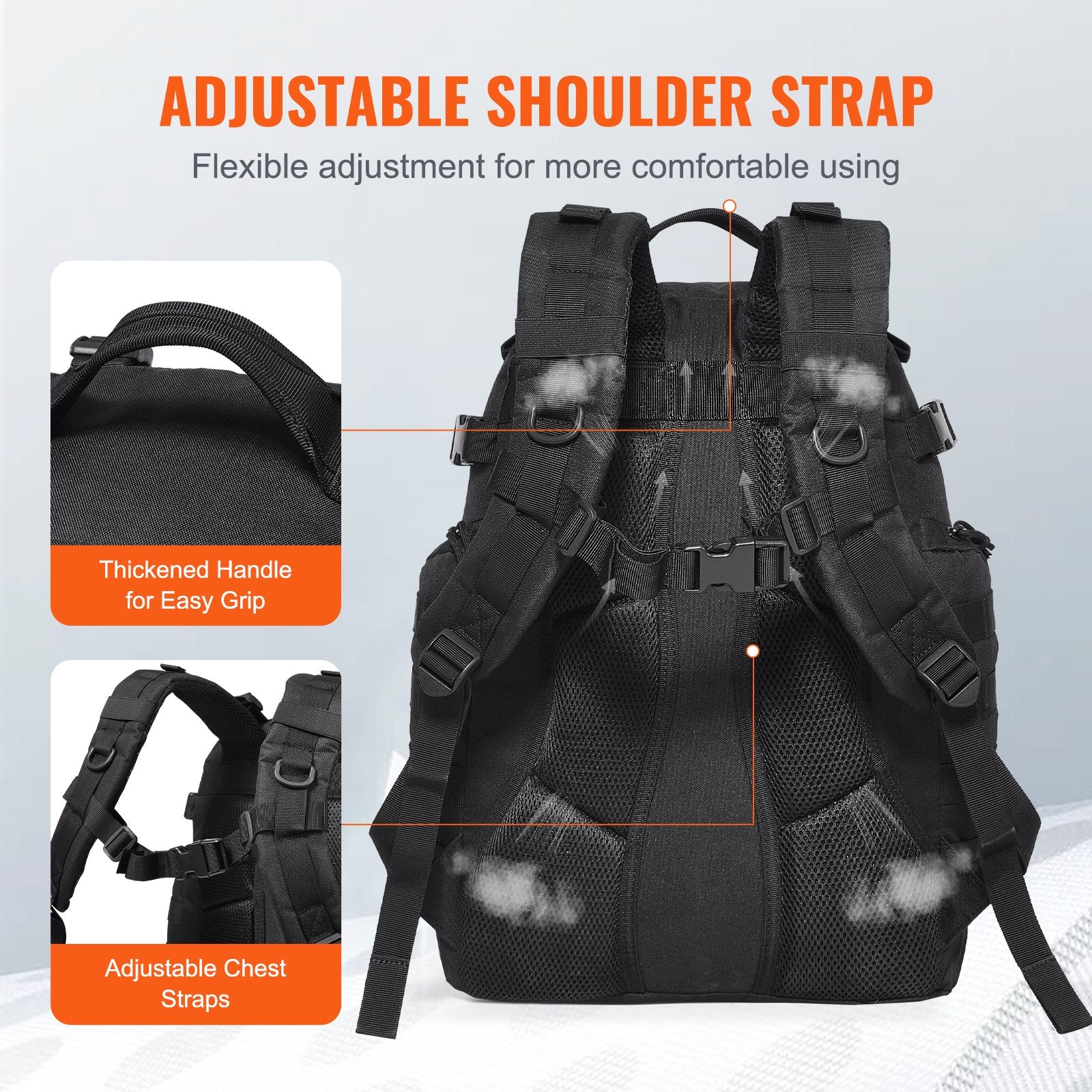 Tactical Backpack 25L, Military Molle Assault Pack with Sponge Padding, Versatile Gear Bag for Outdoor Adventure, Hiking, Hunting – Black, Lightweight, Durable, Breathable Design, Ideal for Men & Women